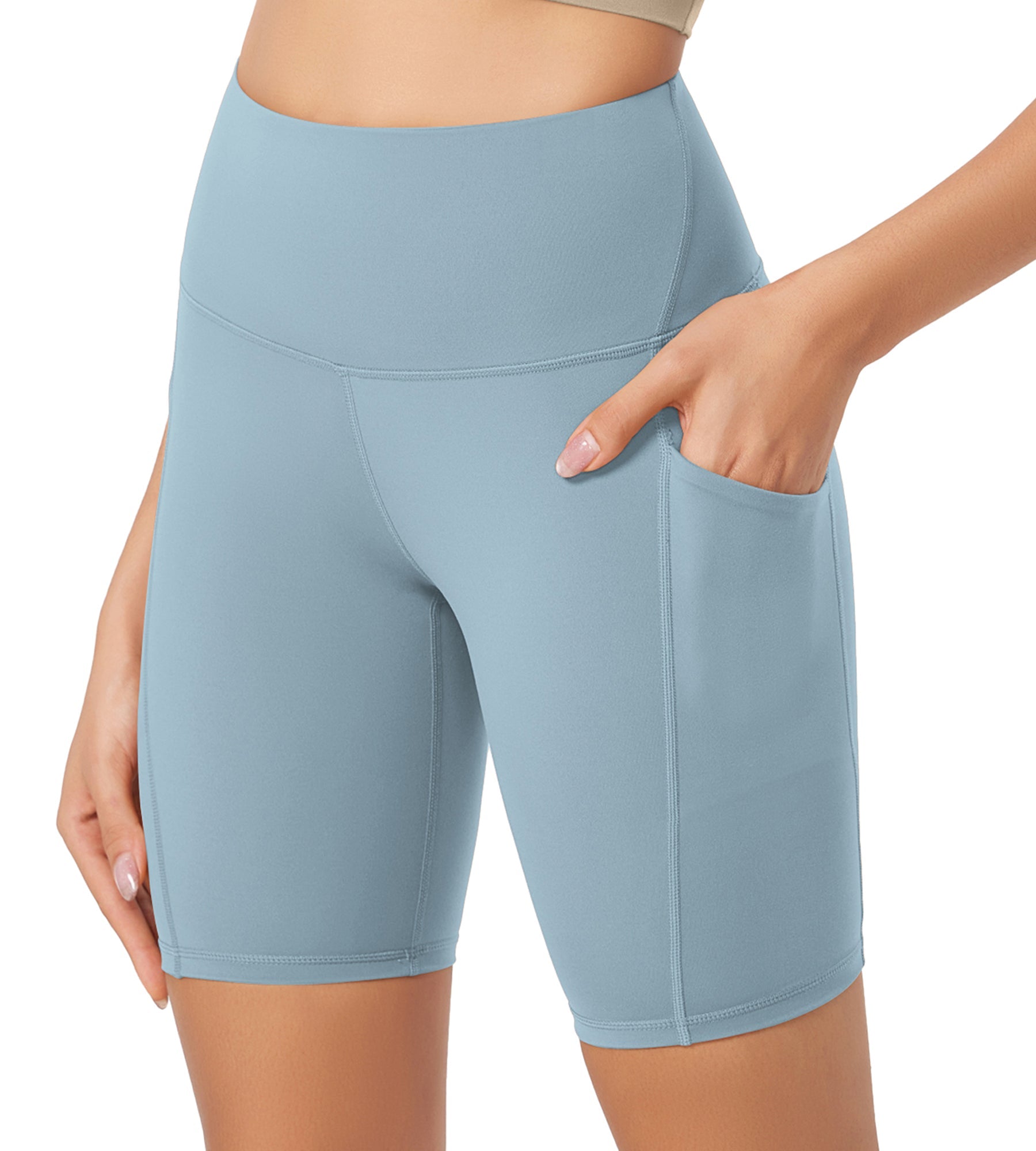 ODLEX 8 Inseam High Waist Workout Athletic Biker Shorts with Pockets - ododos