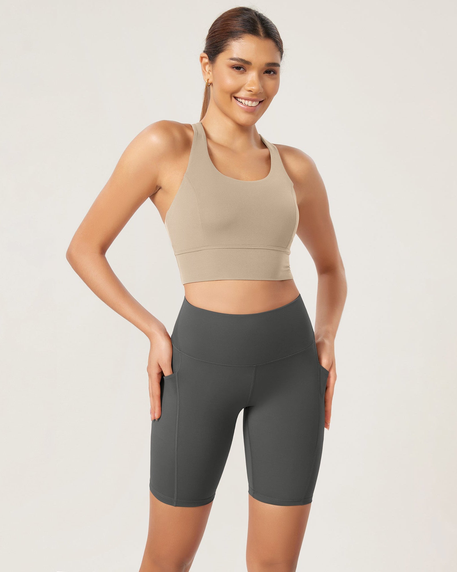 ODLEX 8 Inseam High Waist Workout Athletic Biker Shorts with Pockets - ododos