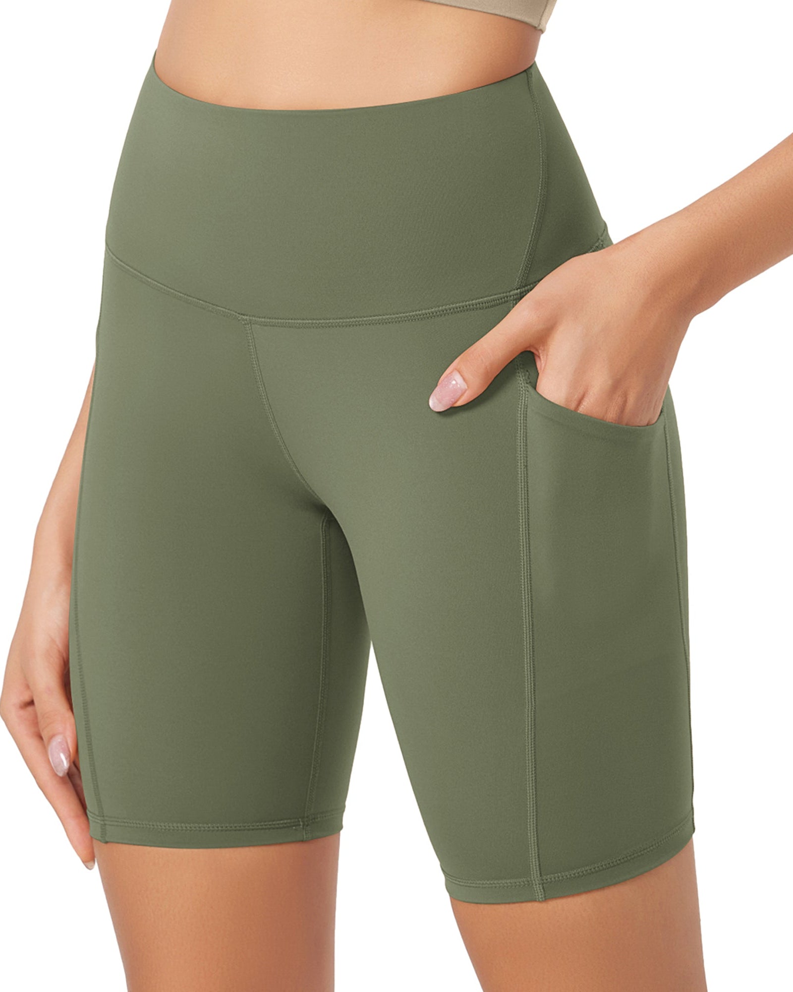 ODLEX 8 Inseam High Waist Workout Athletic Biker Shorts with Pockets - ododos