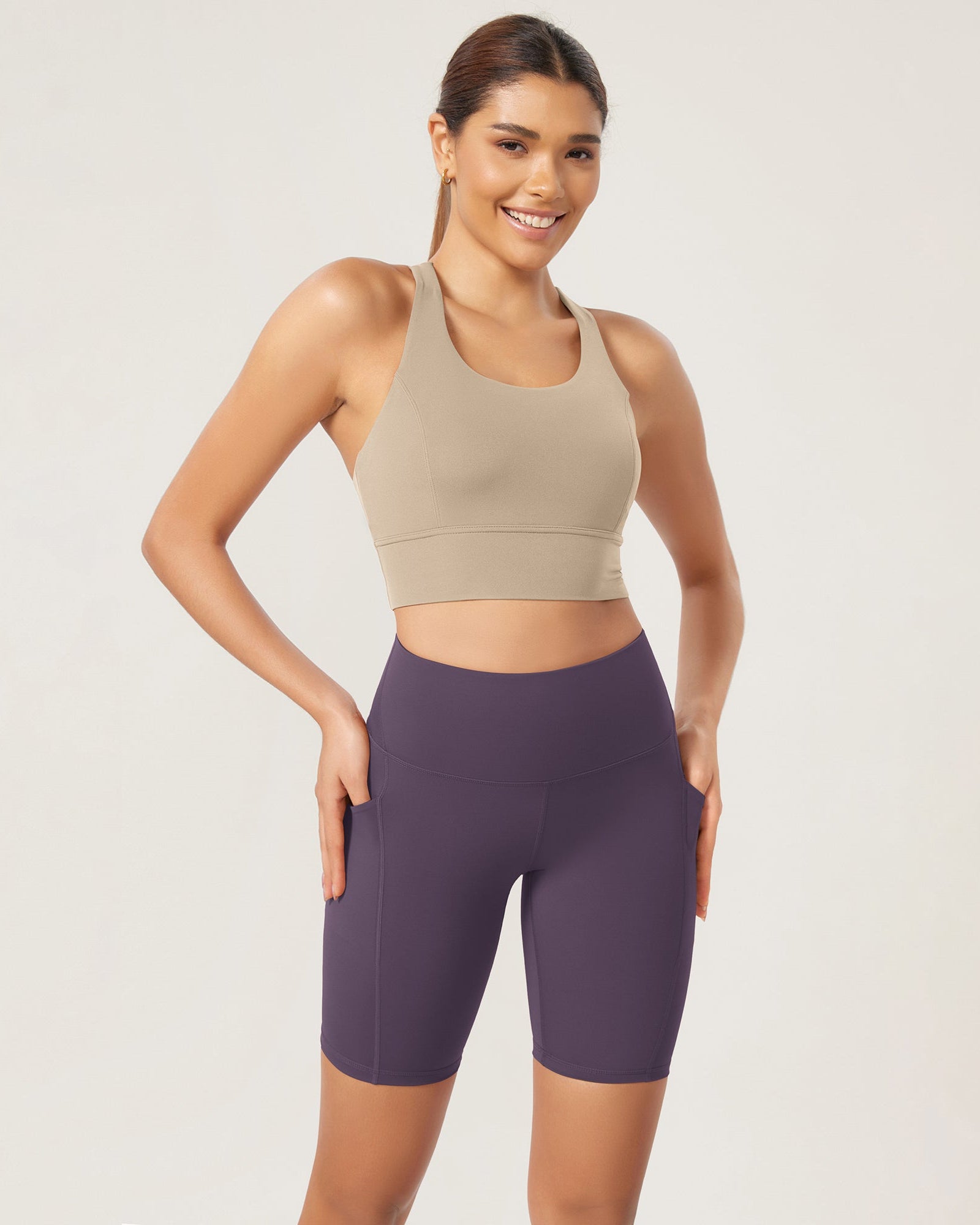 ODLEX 8 Inseam High Waist Workout Athletic Biker Shorts with Pockets - ododos