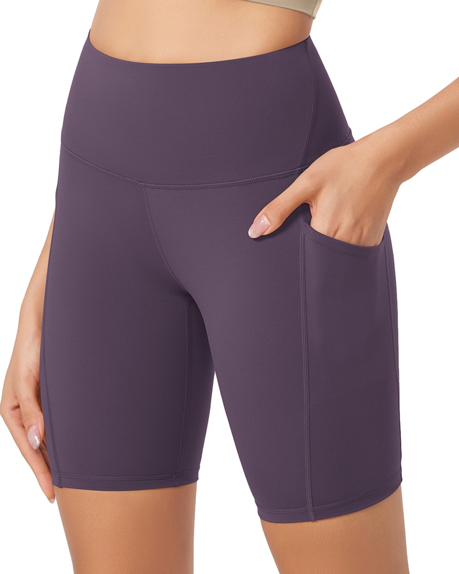 ODLEX 8 Inseam High Waist Workout Athletic Biker Shorts with Pockets - ododos