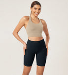 ODLEX 8 Inseam High Waist Workout Athletic Biker Shorts with Pockets - ododos