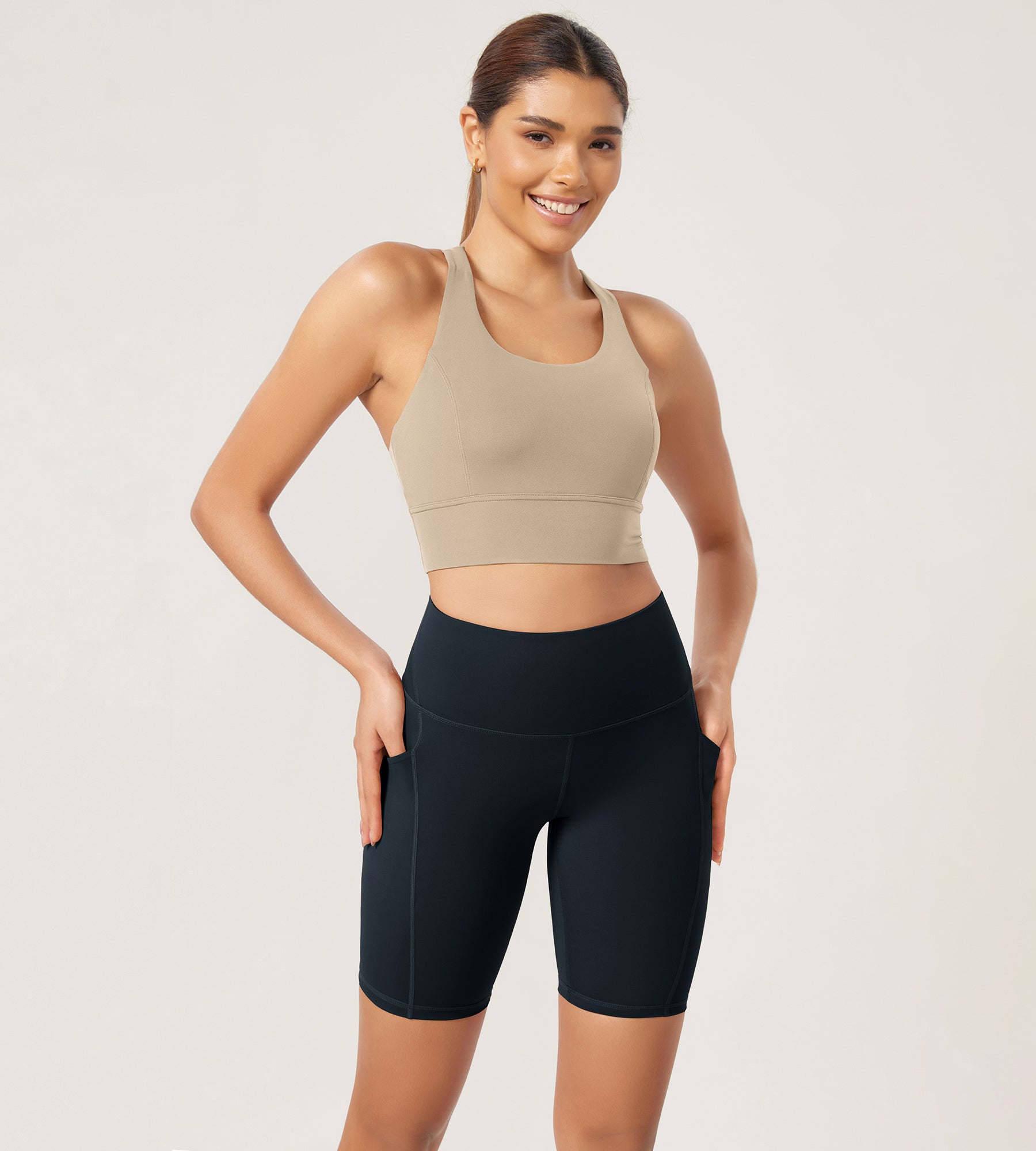 ODLEX 8 Inseam High Waist Workout Athletic Biker Shorts with Pockets - ododos