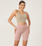ODLEX 8 Inseam High Waist Workout Athletic Biker Shorts with Pockets - ododos