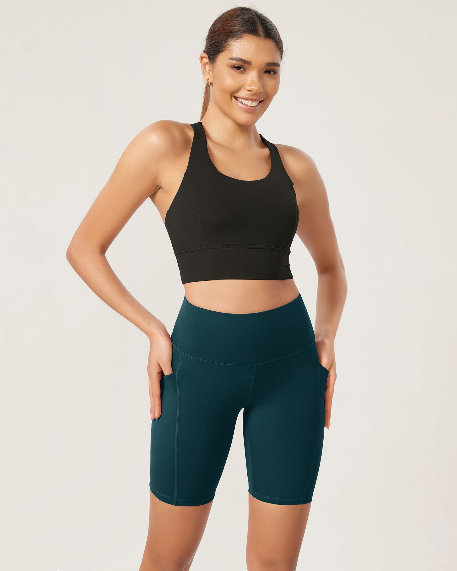 ODLEX 8 Inseam High Waist Workout Athletic Biker Shorts with Pockets - ododos