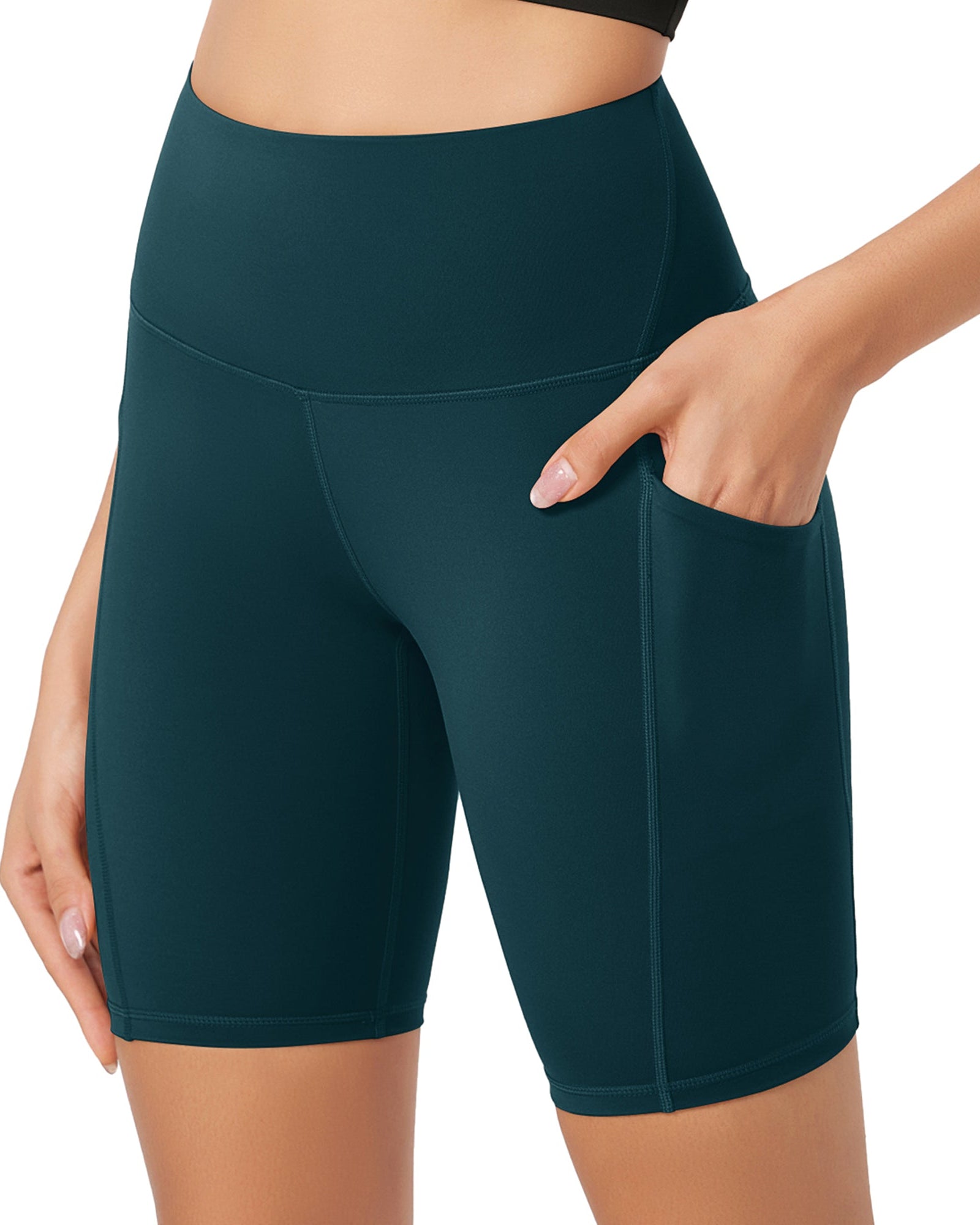 ODLEX 8 Inseam High Waist Workout Athletic Biker Shorts with Pockets - ododos