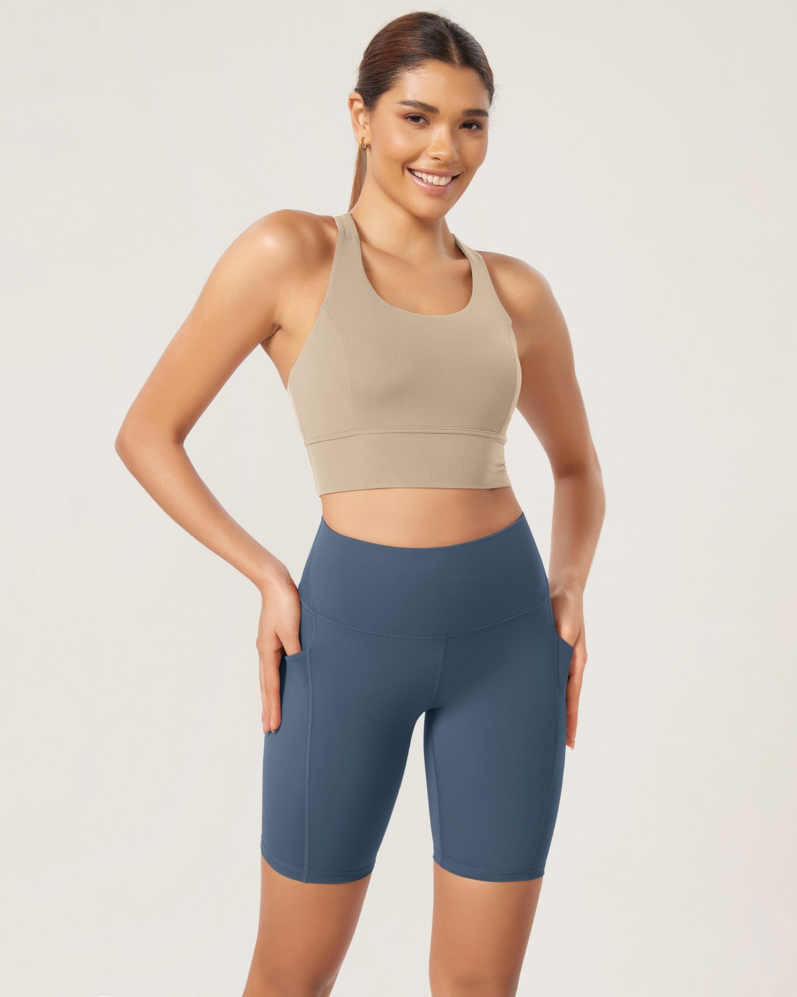 ODLEX 8 Inseam High Waist Workout Athletic Biker Shorts with Pockets - ododos