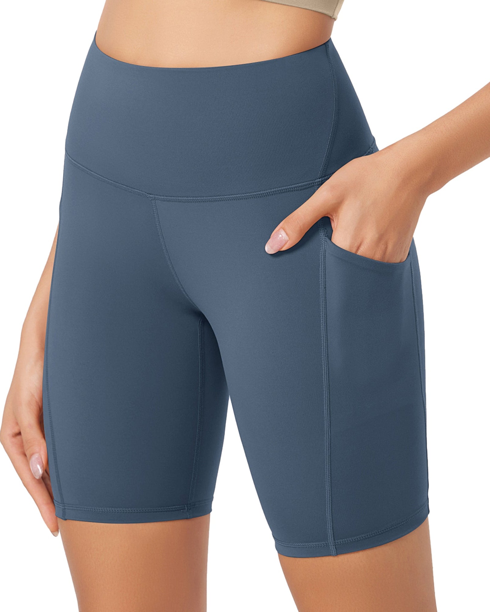 ODLEX 8 Inseam High Waist Workout Athletic Biker Shorts with Pockets - ododos