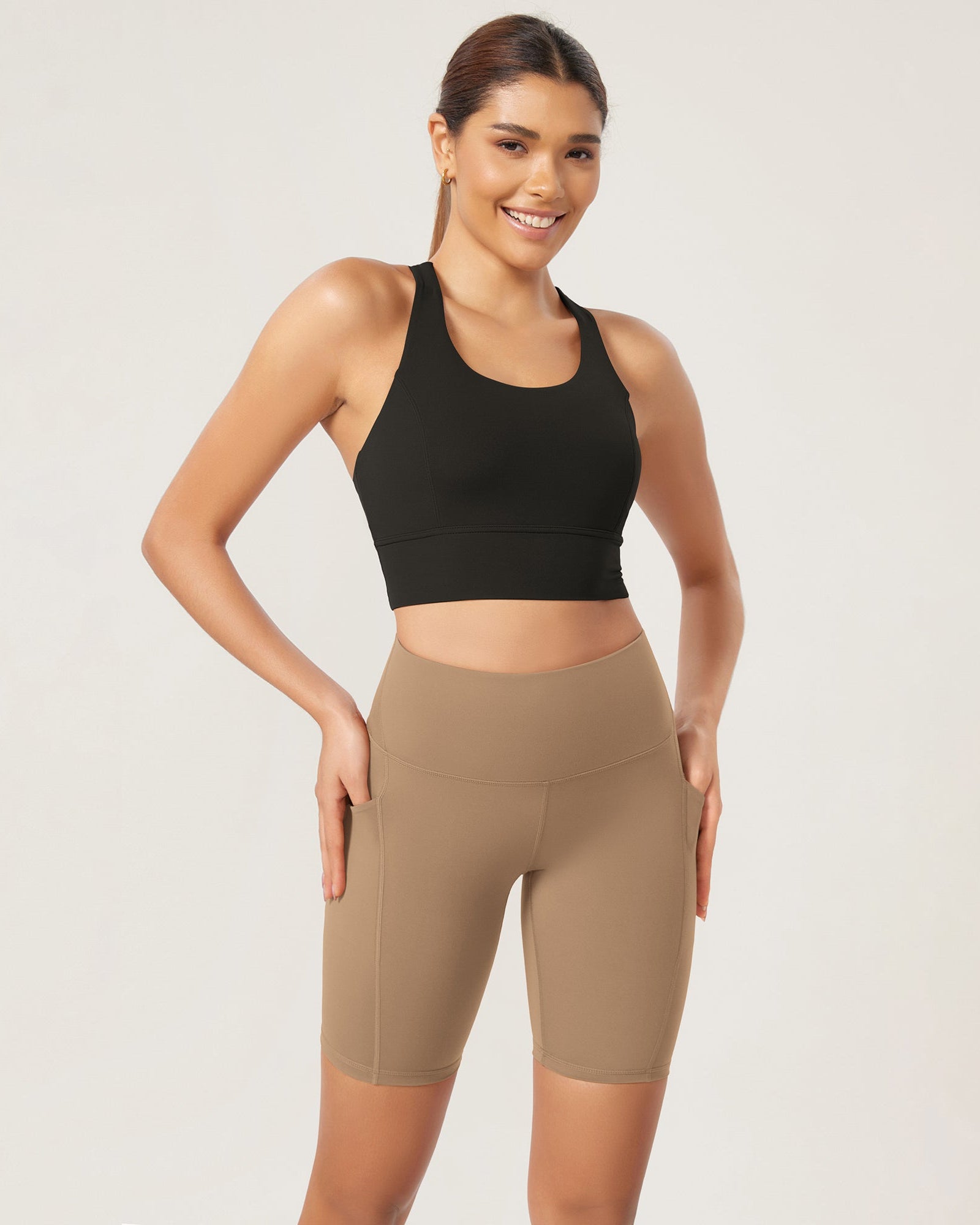 ODLEX 8 Inseam High Waist Workout Athletic Biker Shorts with Pockets - ododos