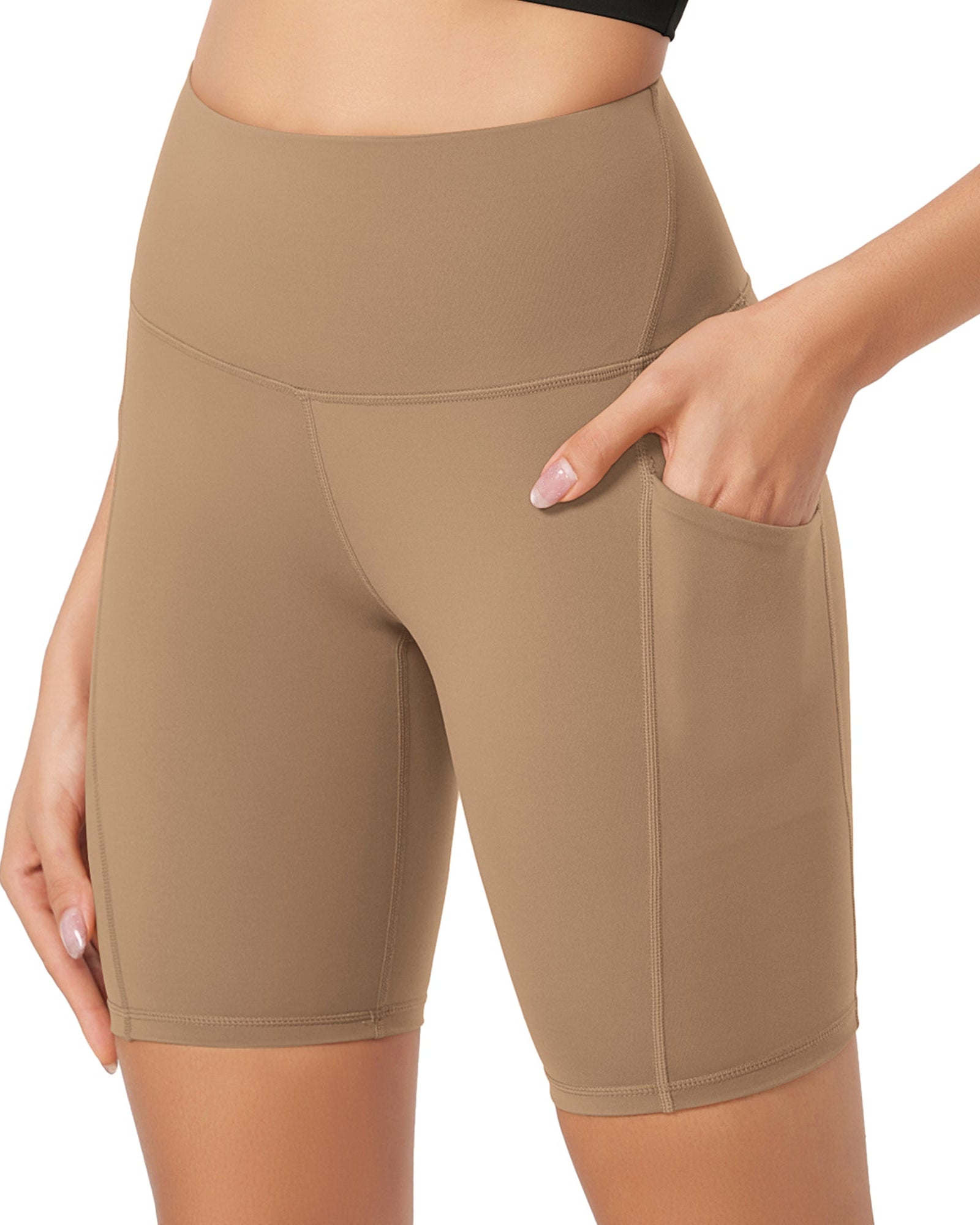 ODLEX 8 Inseam High Waist Workout Athletic Biker Shorts with Pockets - ododos