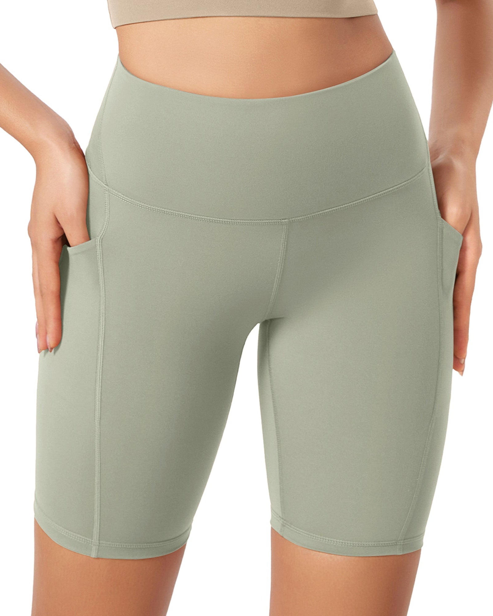 ODLEX 8 Inseam High Waist Workout Athletic Biker Shorts with Pockets - ododos