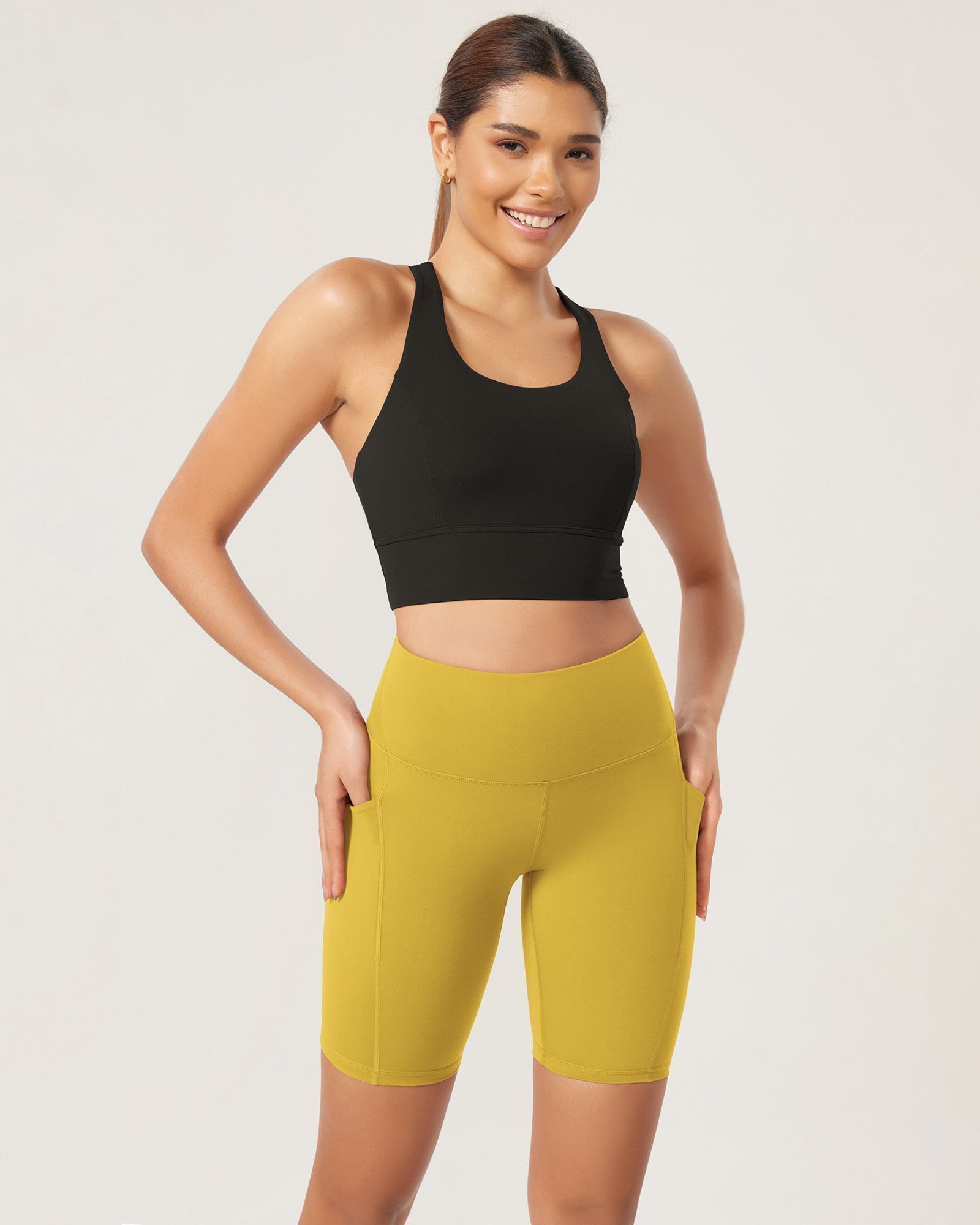 ODLEX 8 Inseam High Waist Workout Athletic Biker Shorts with Pockets - ododos