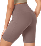 ODLEX 8 Inseam High Waist Workout Athletic Biker Shorts with Pockets - ododos