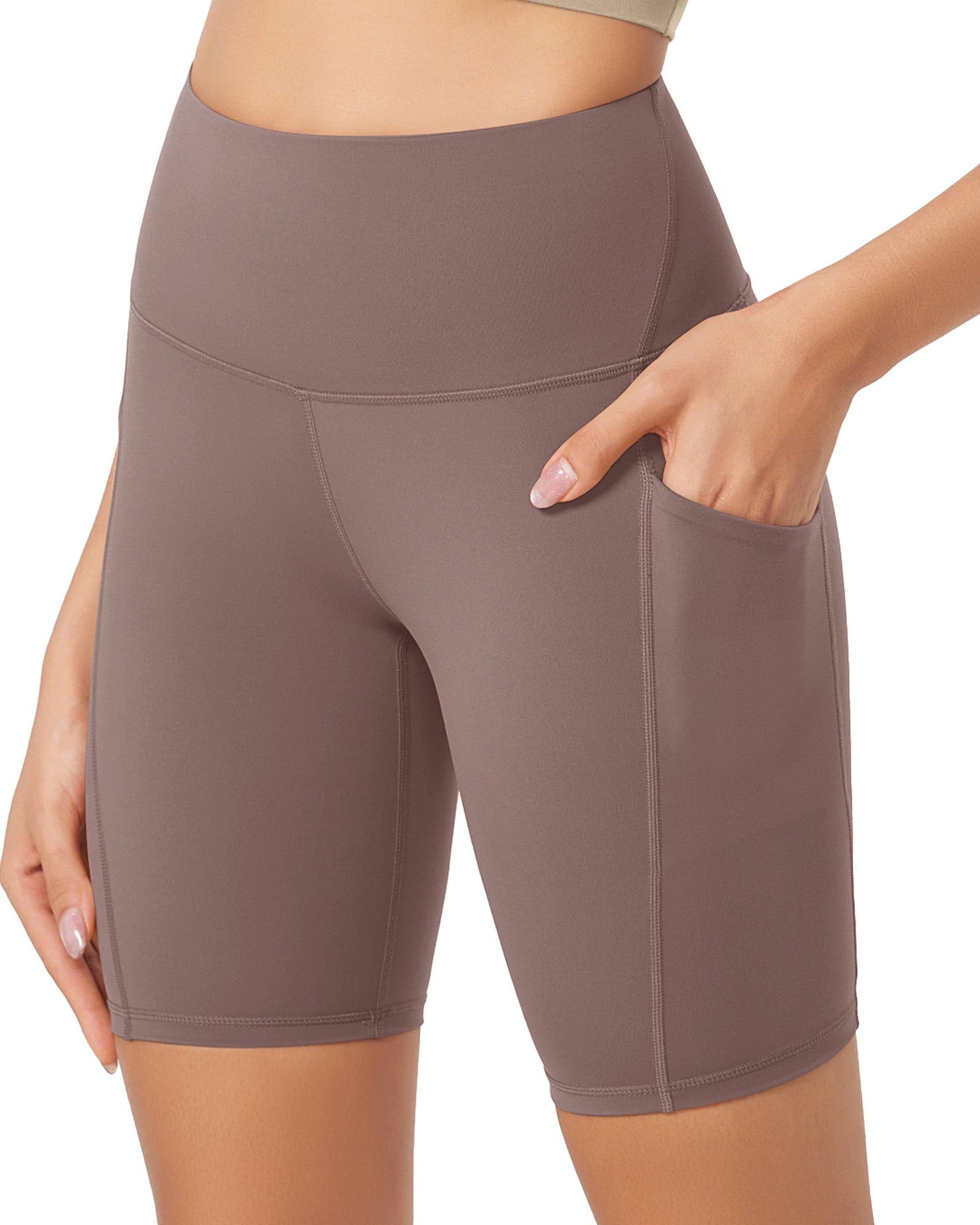 ODLEX 8 Inseam High Waist Workout Athletic Biker Shorts with Pockets - ododos