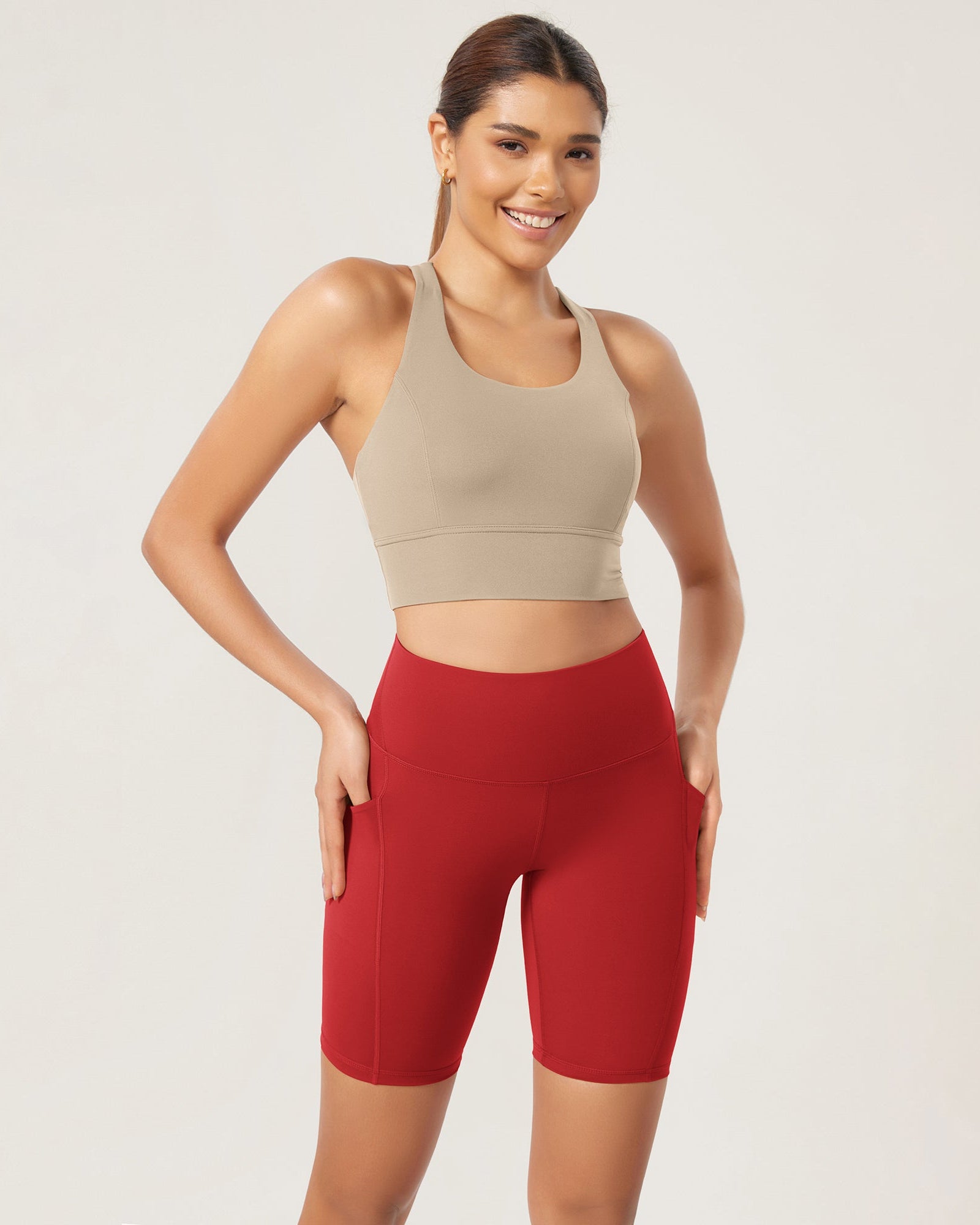 ODLEX 8 Inseam High Waist Workout Athletic Biker Shorts with Pockets - ododos