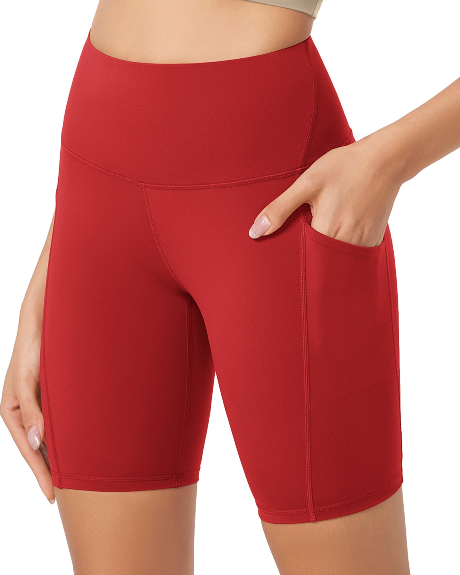 ODLEX 8 Inseam High Waist Workout Athletic Biker Shorts with Pockets - ododos