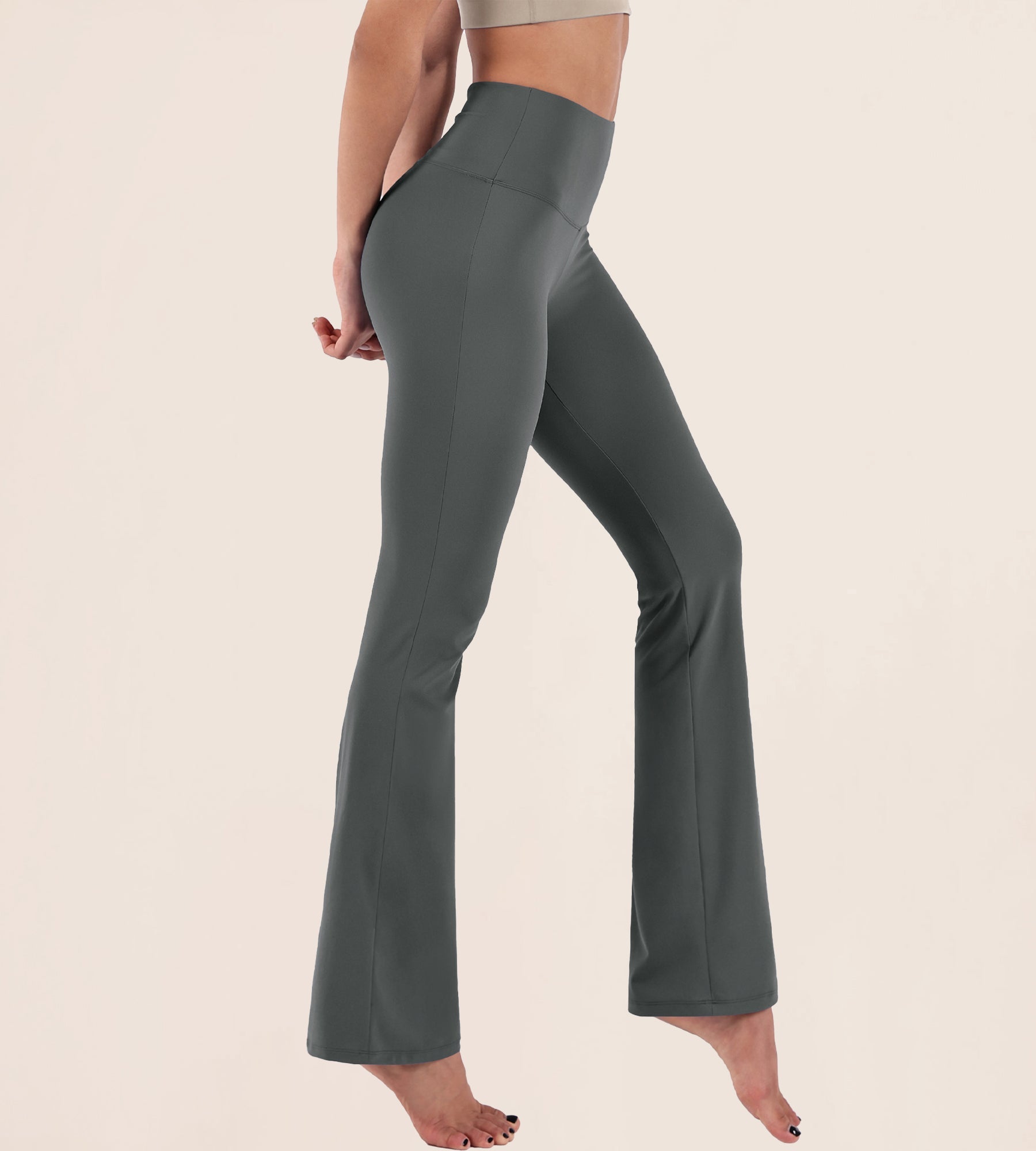 29 High Waisted Flared Work Pants - ododos
