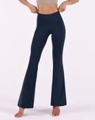 29 High Waisted Flared Work Pants Navy - ododos