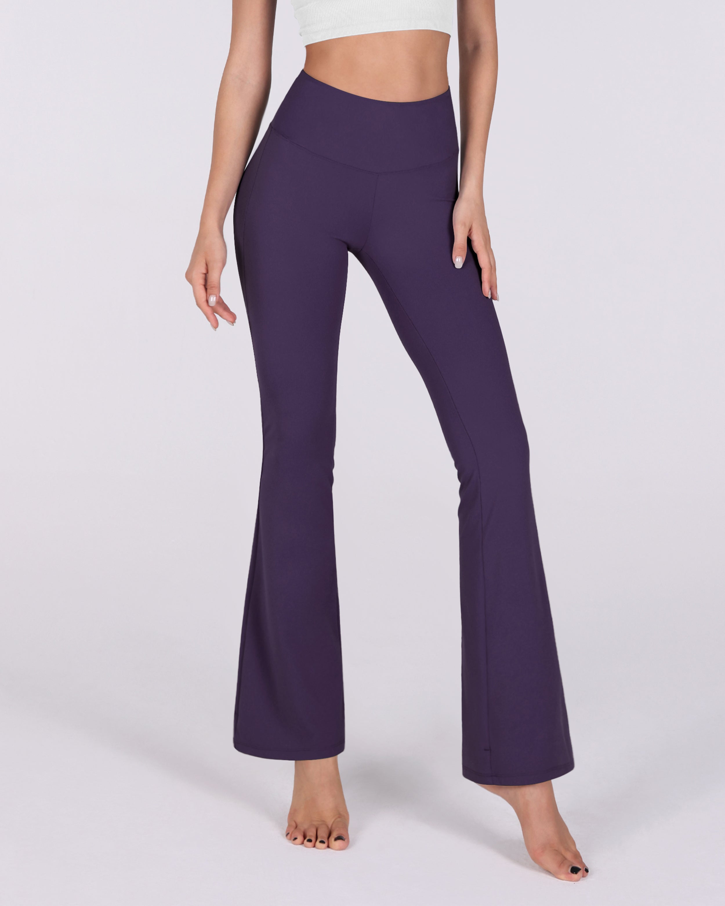 31 Tummy Control Workout Yoga Pants Deep Purple - ododos