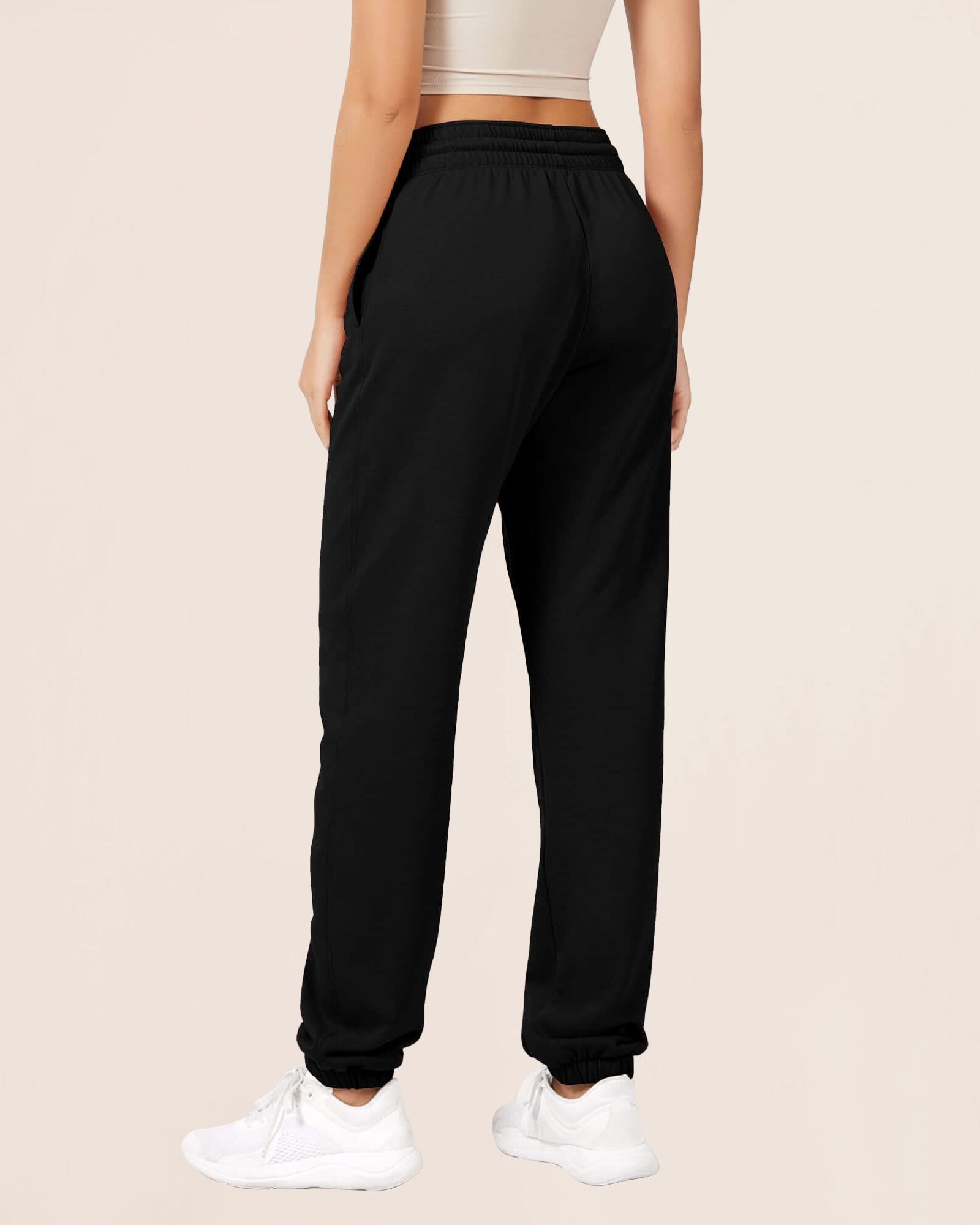 Cotton French Terry High Waist Drawstring Lounge Pants - ododos