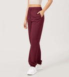Cotton French Terry High Waist Drawstring Lounge Pants - ododos