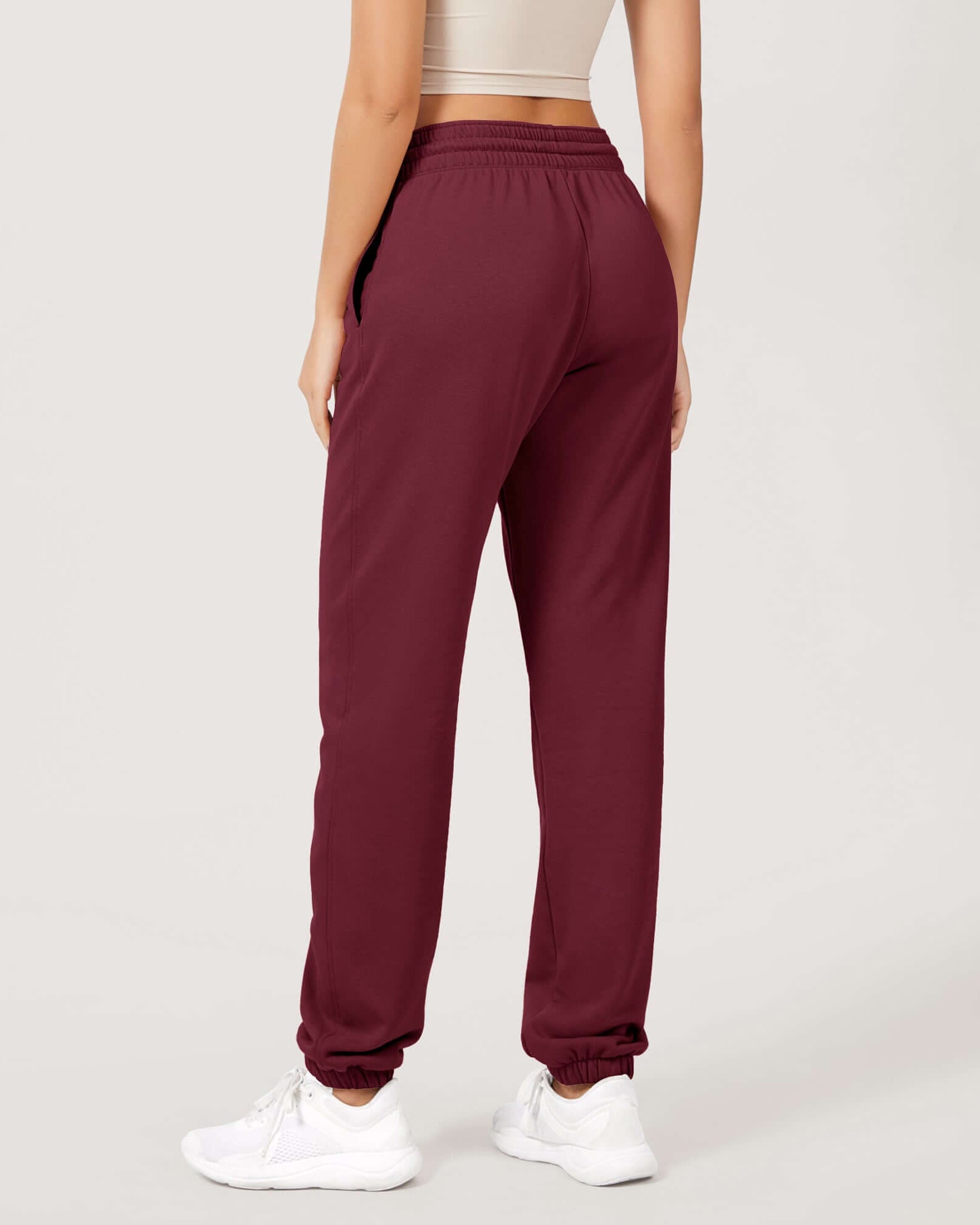 Cotton French Terry High Waist Drawstring Lounge Pants - ododos