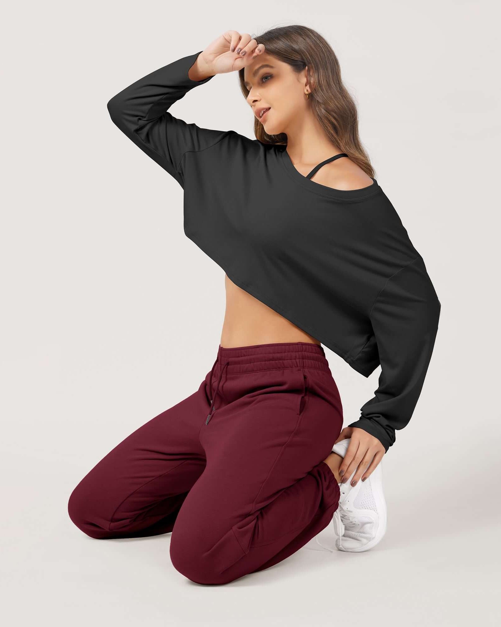Cotton French Terry High Waist Drawstring Lounge Pants - ododos