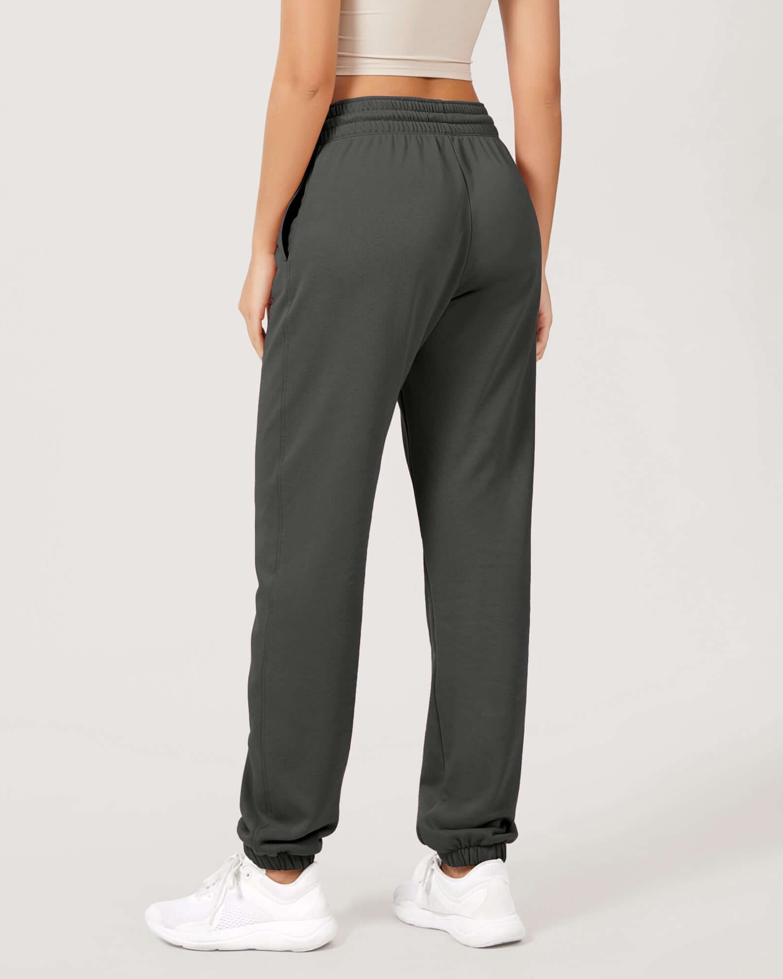 Cotton French Terry High Waist Drawstring Lounge Pants - ododos