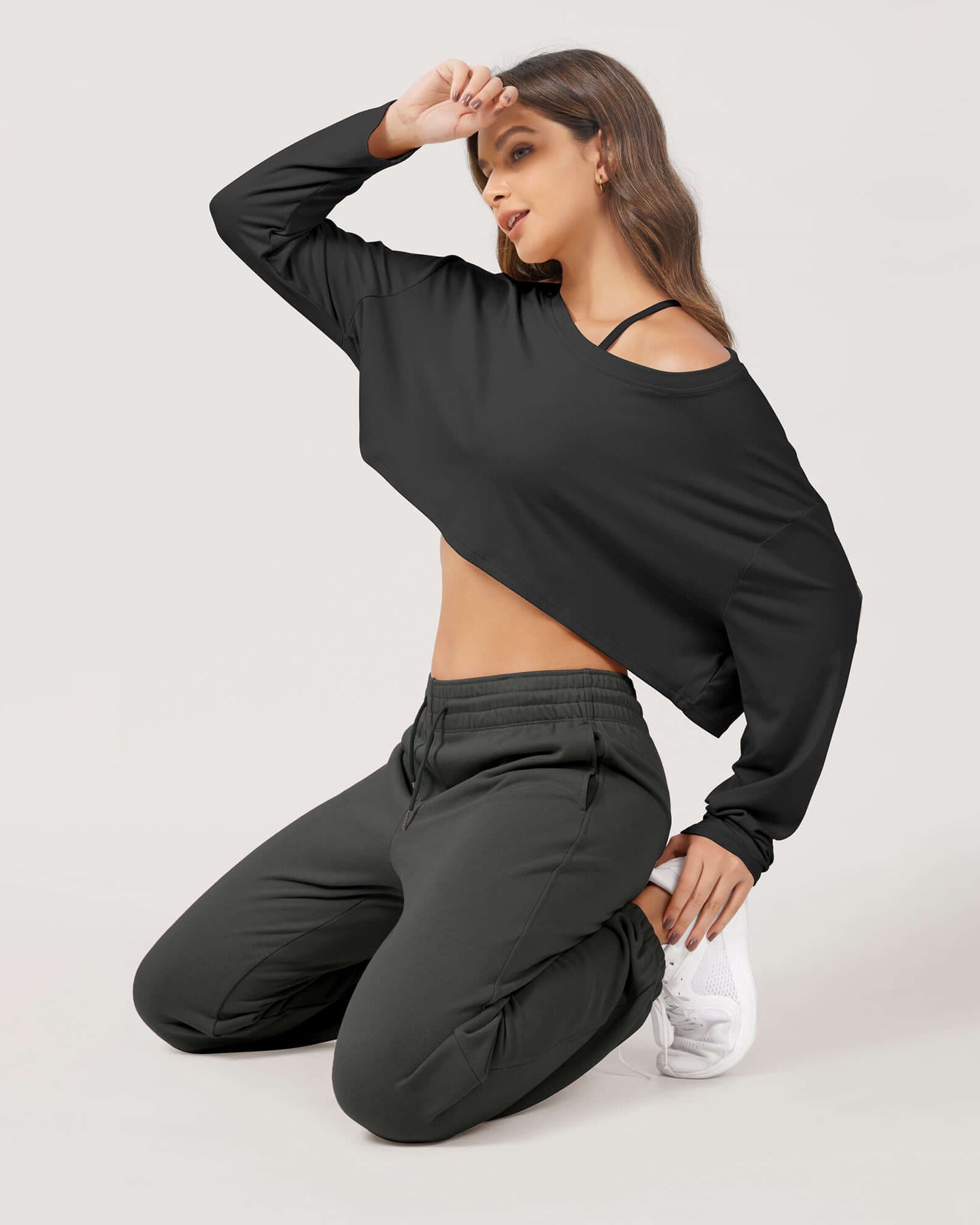 Cotton French Terry High Waist Drawstring Lounge Pants - ododos
