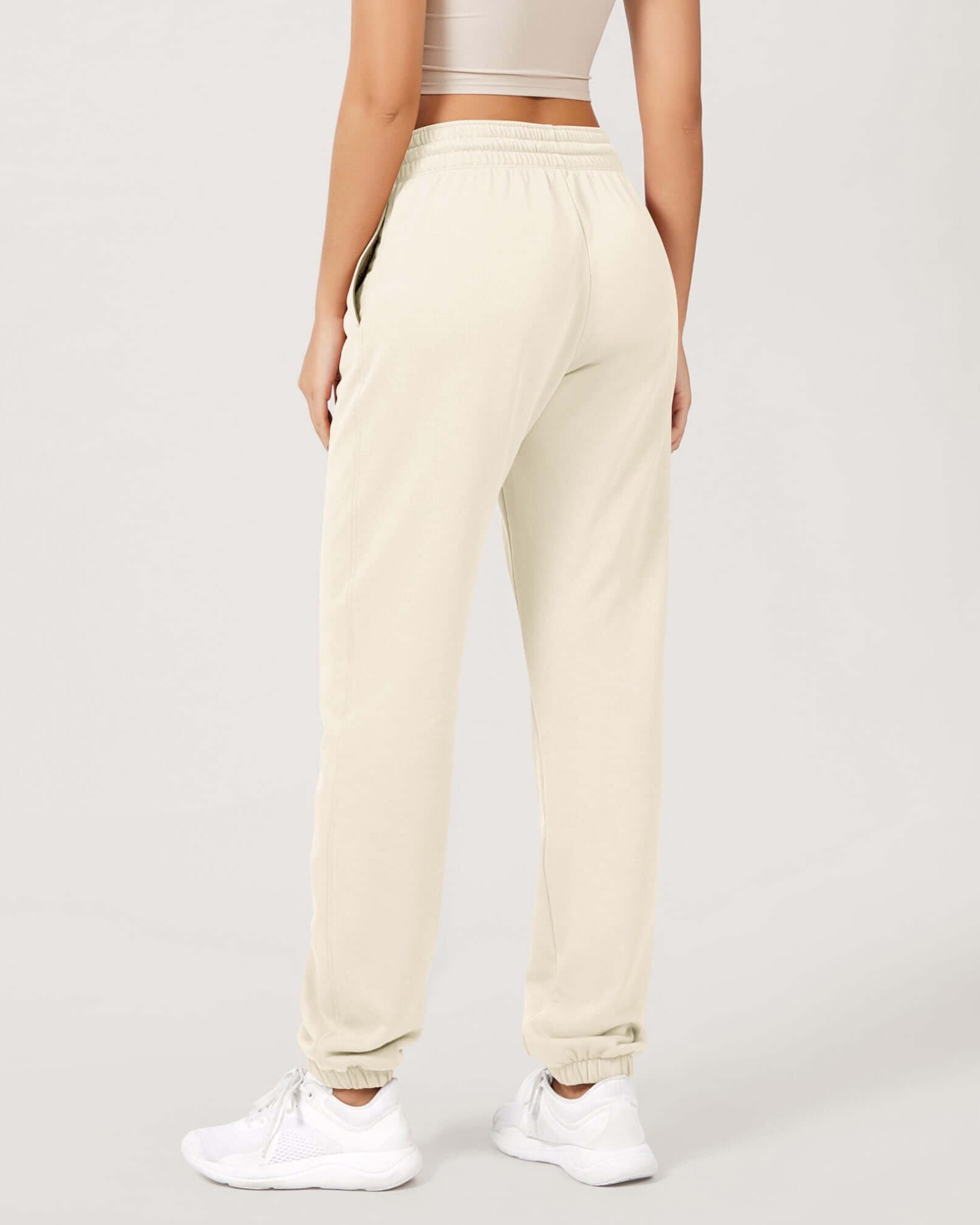 Cotton French Terry High Waist Drawstring Lounge Pants - ododos