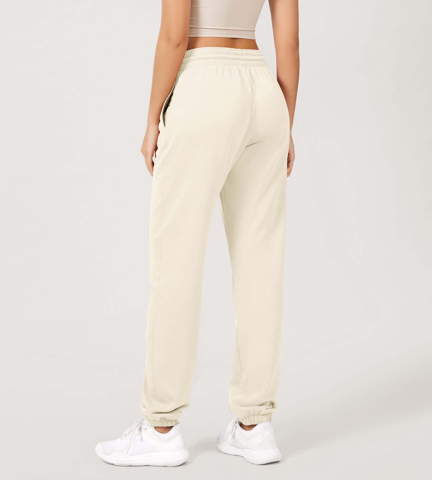 Cotton French Terry High Waist Drawstring Lounge Pants - ododos
