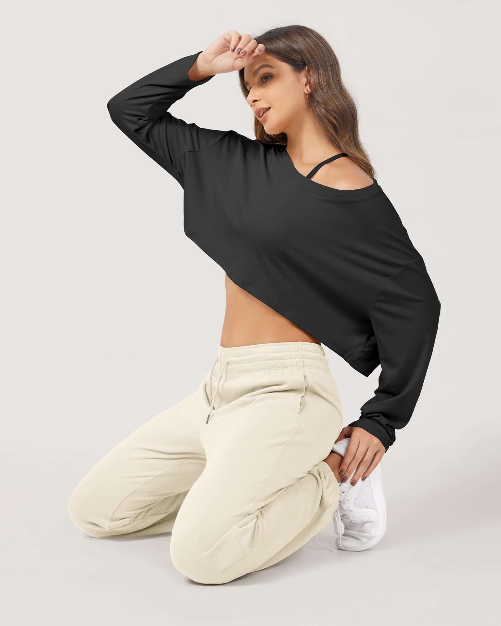 Cotton French Terry High Waist Drawstring Lounge Pants - ododos