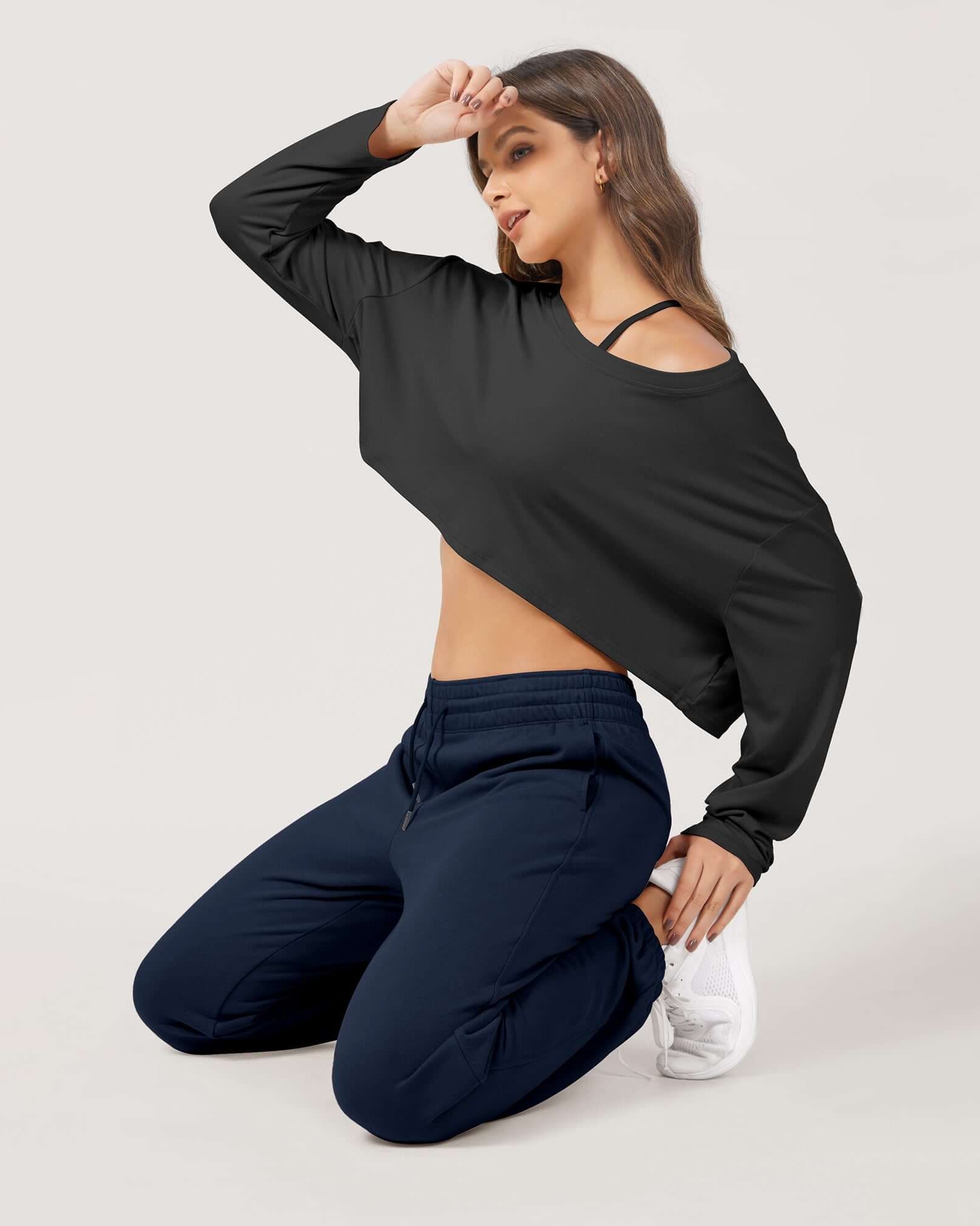 Cotton French Terry High Waist Drawstring Lounge Pants - ododos