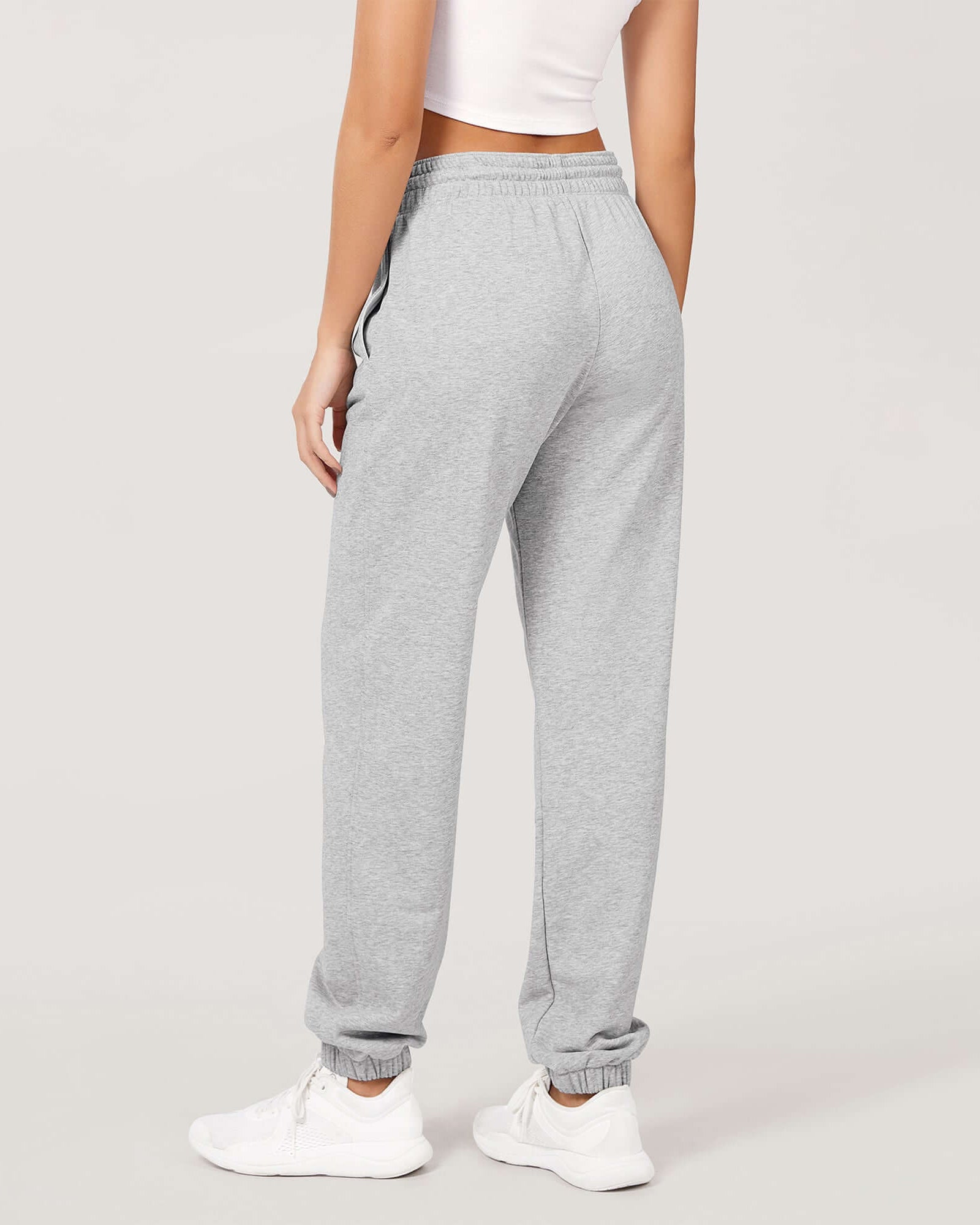 Cotton French Terry High Waist Drawstring Lounge Pants - ododos