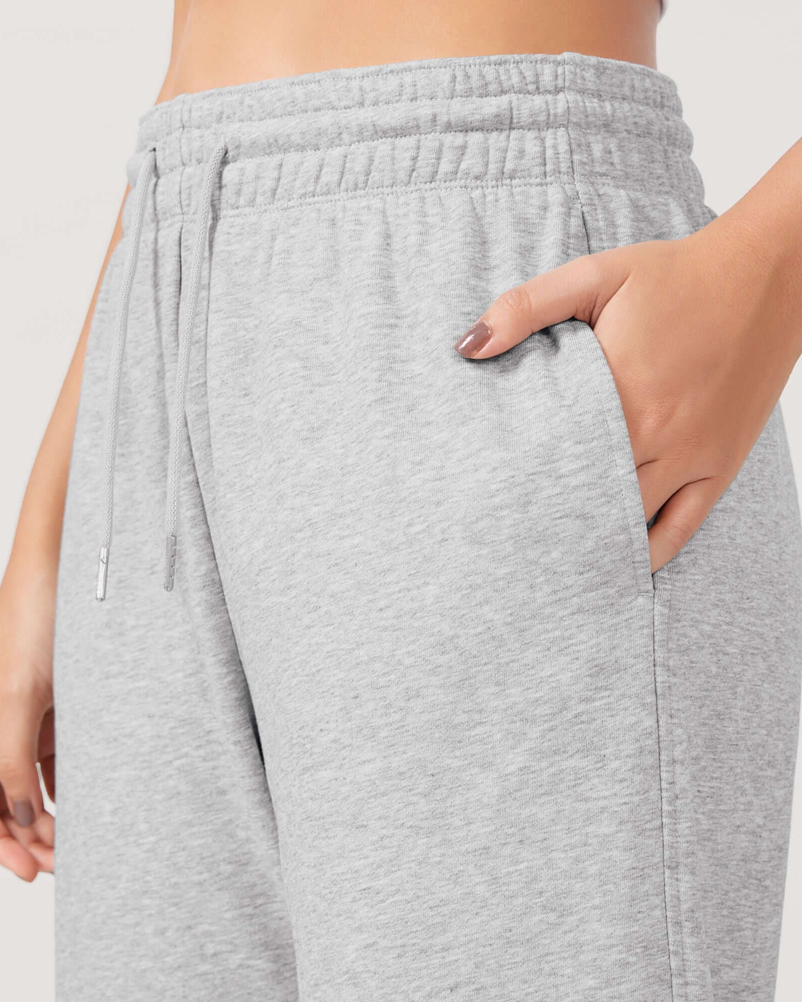 Cotton French Terry High Waist Drawstring Lounge Pants - ododos