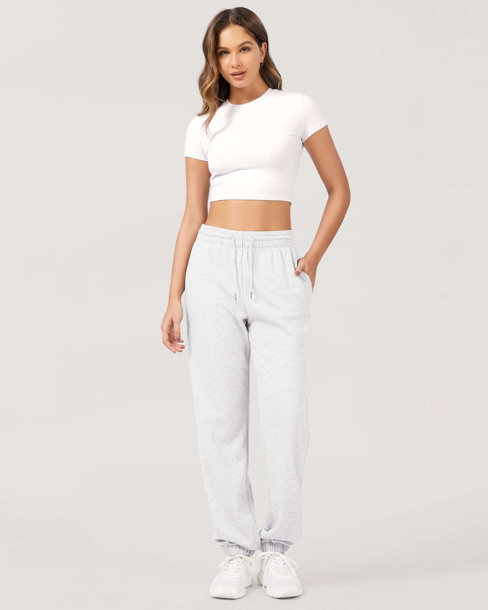 Cotton French Terry High Waist Drawstring Lounge Pants - ododos