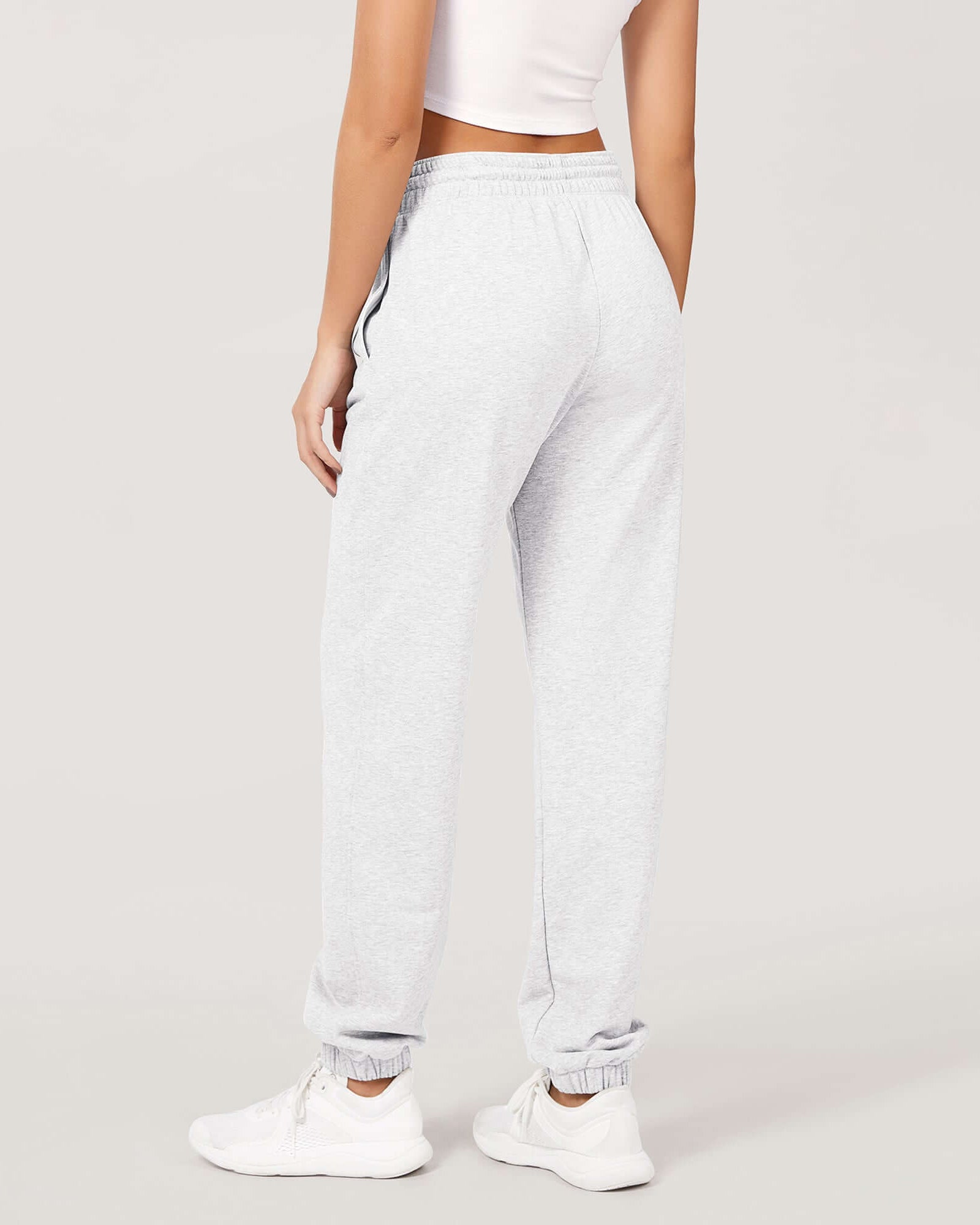 Cotton French Terry High Waist Drawstring Lounge Pants - ododos