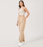Cotton French Terry High Waist Drawstring Lounge Pants - ododos
