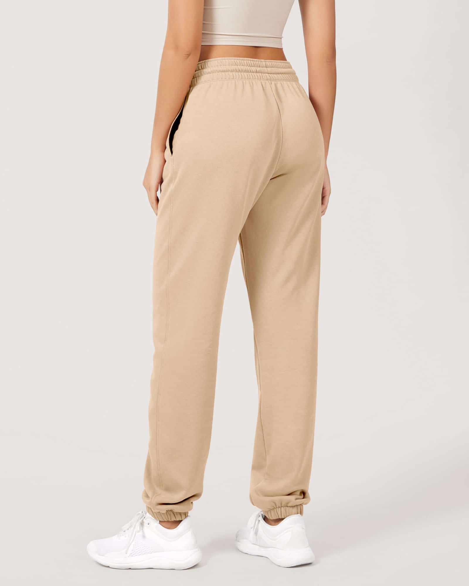 Cotton French Terry High Waist Drawstring Lounge Pants - ododos