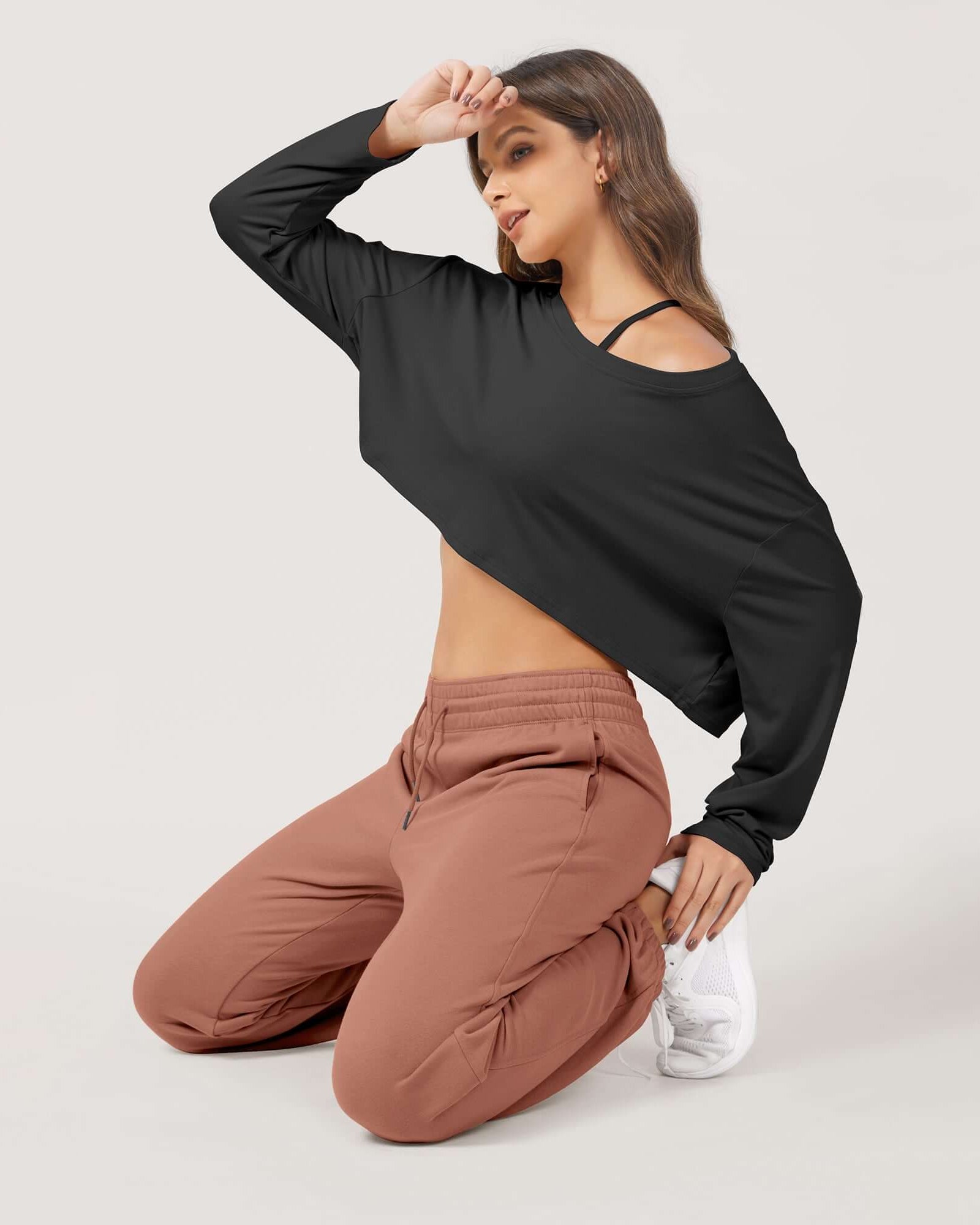 Cotton French Terry High Waist Drawstring Lounge Pants - ododos