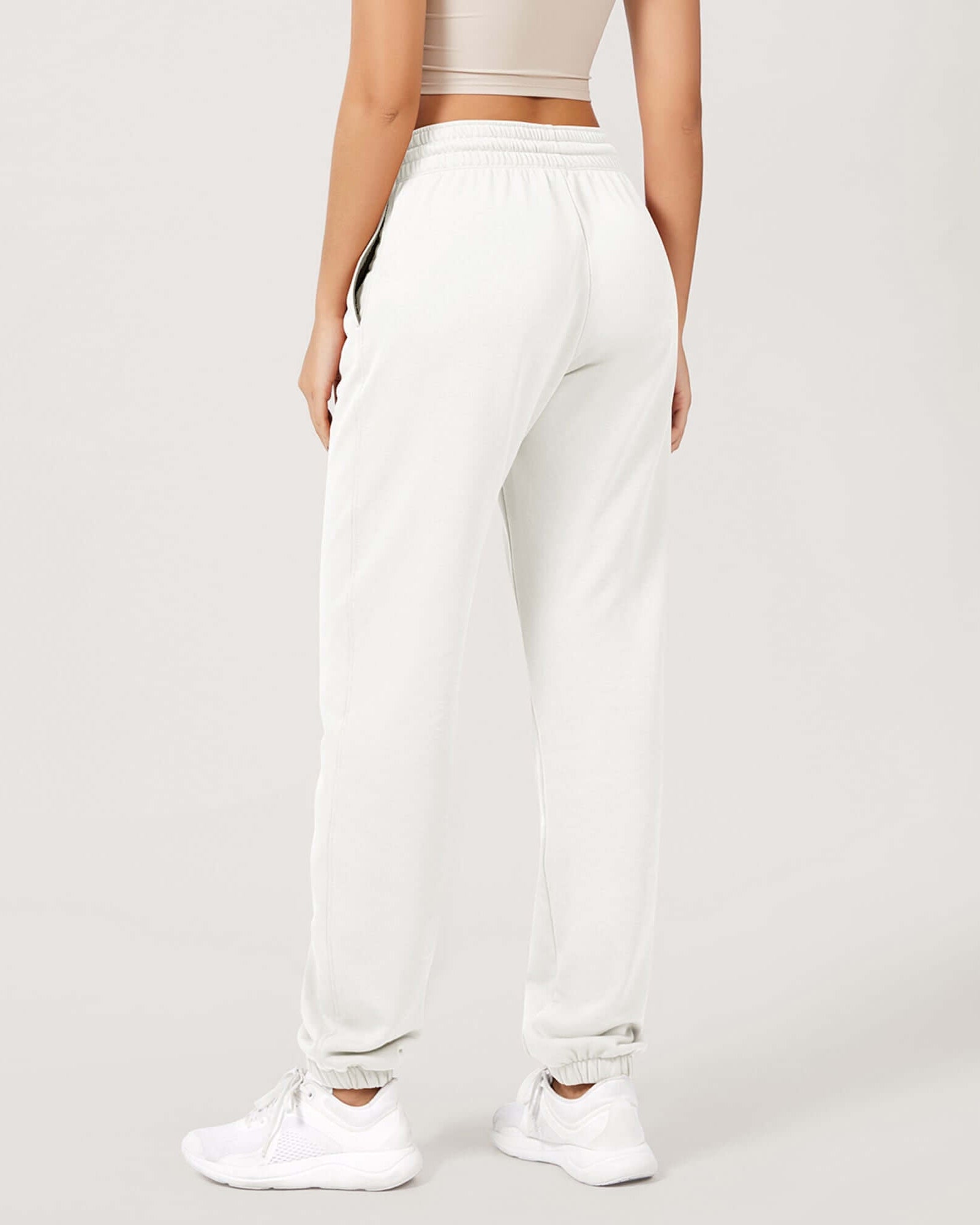 Cotton French Terry High Waist Drawstring Lounge Pants - ododos