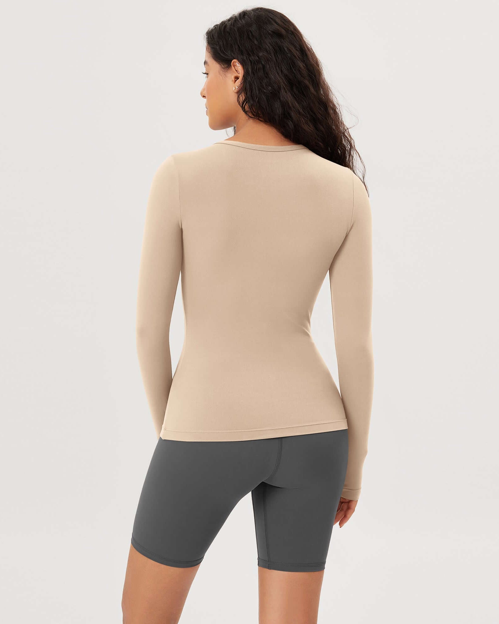 Cloud Feeling Crew Neck Yoga Tee Workout Shirts with Thumb Hole - ododos