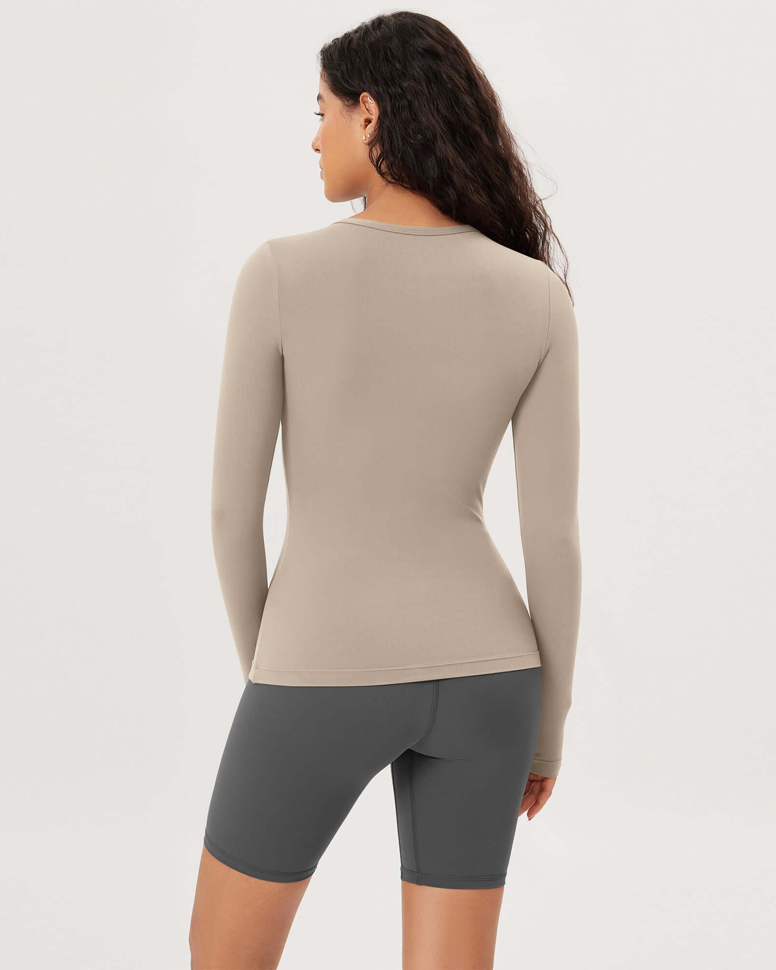 Cloud Feeling Crew Neck Yoga Tee Workout Shirts with Thumb Hole - ododos