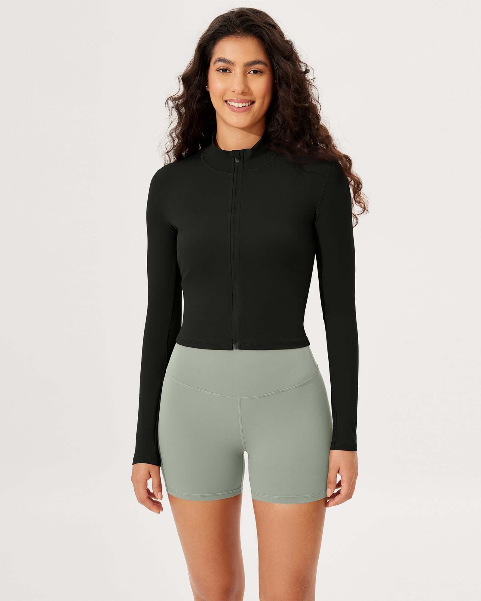 Athletic Full Zip Mock Neck Lightweight Jacket - ododos