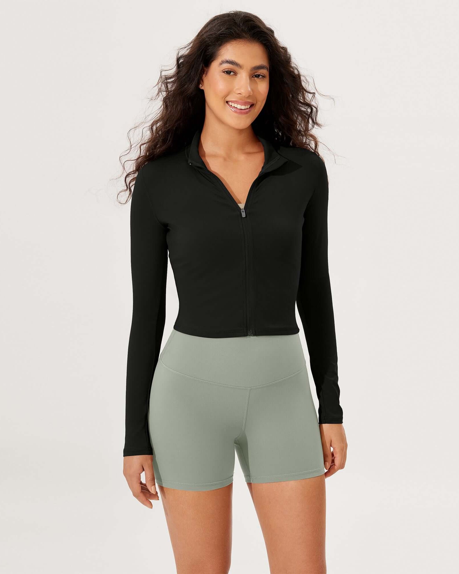 Athletic Full Zip Mock Neck Lightweight Jacket - ododos