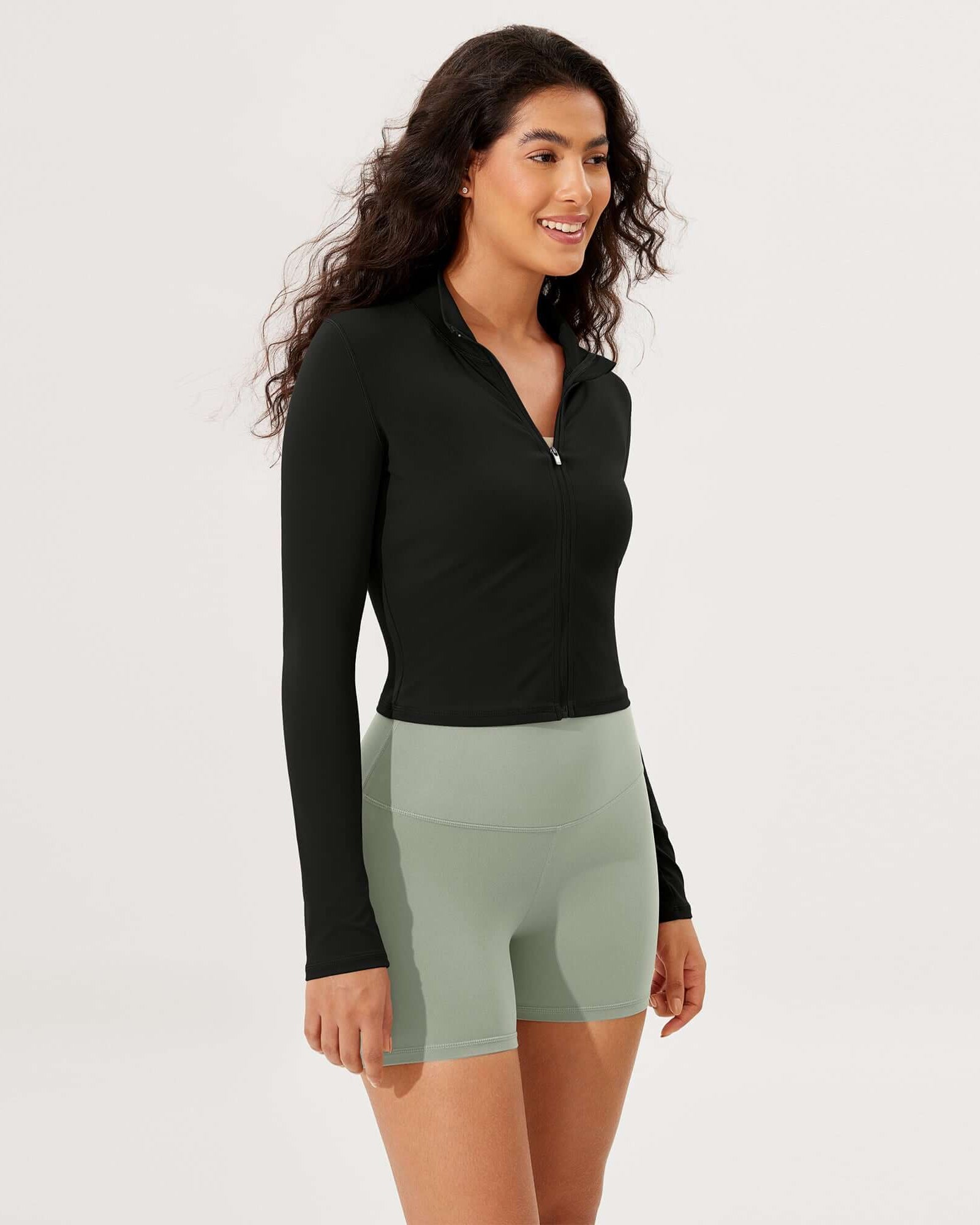 Athletic Full Zip Mock Neck Lightweight Jacket - ododos