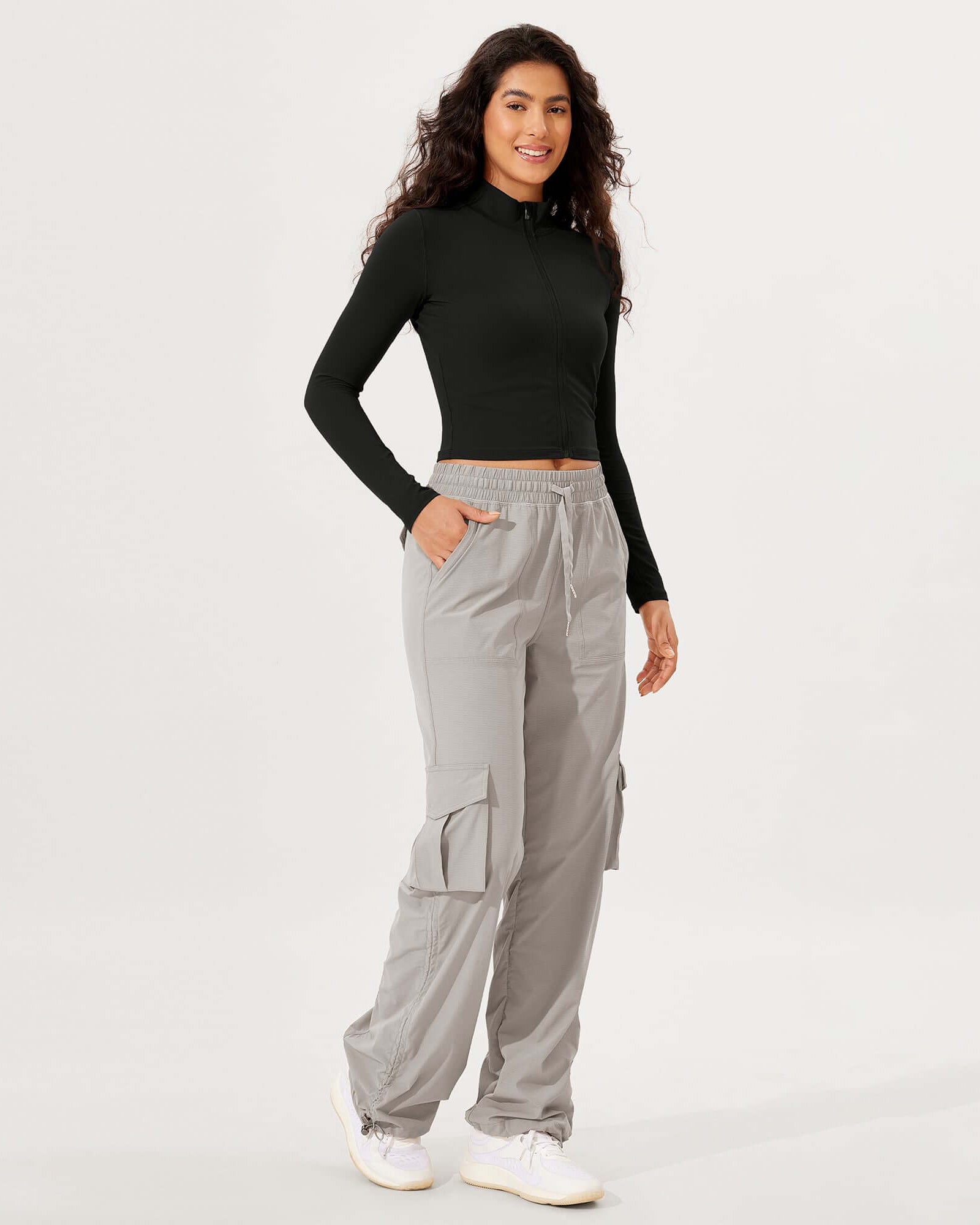 Athletic Full Zip Mock Neck Lightweight Jacket - ododos