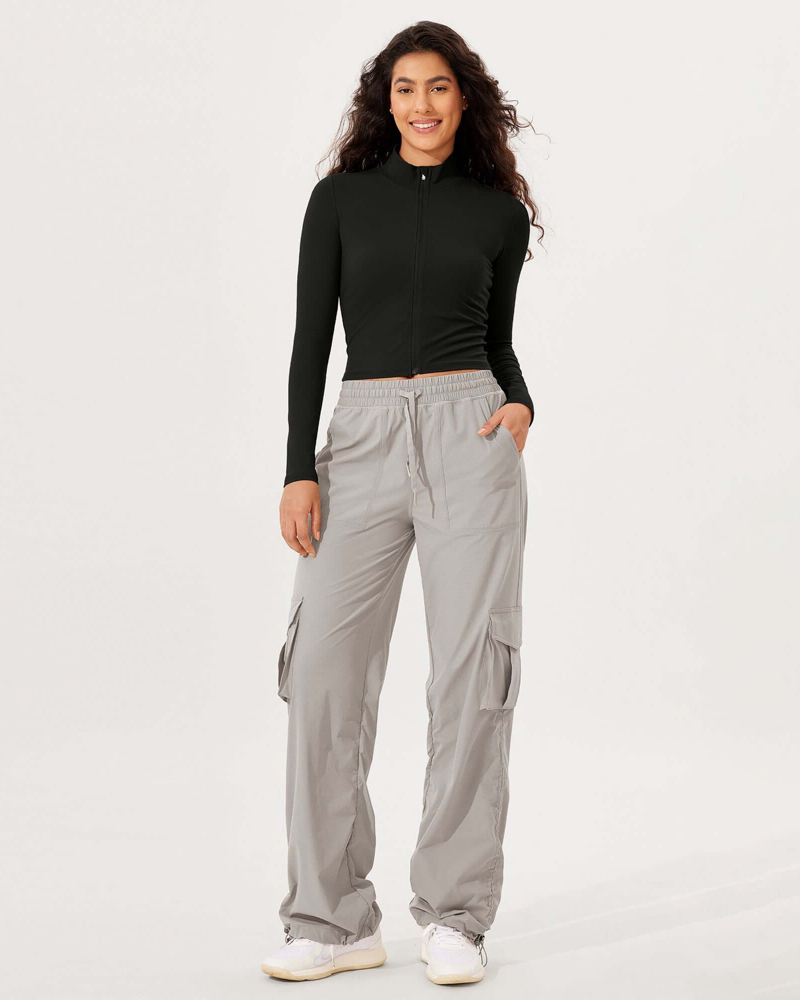 Athletic Full Zip Mock Neck Lightweight Jacket - ododos