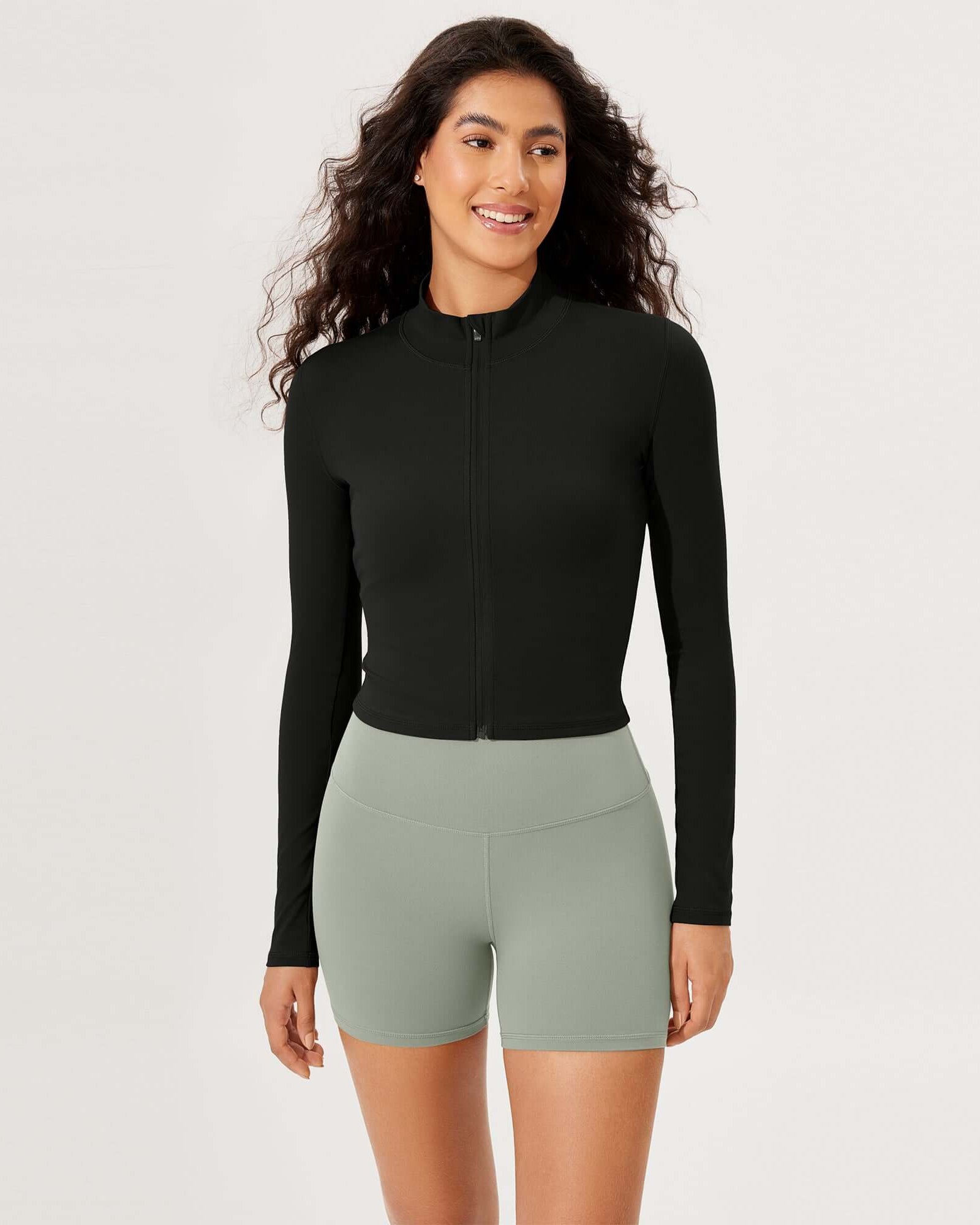 Athletic Full Zip Mock Neck Lightweight Jacket - ododos