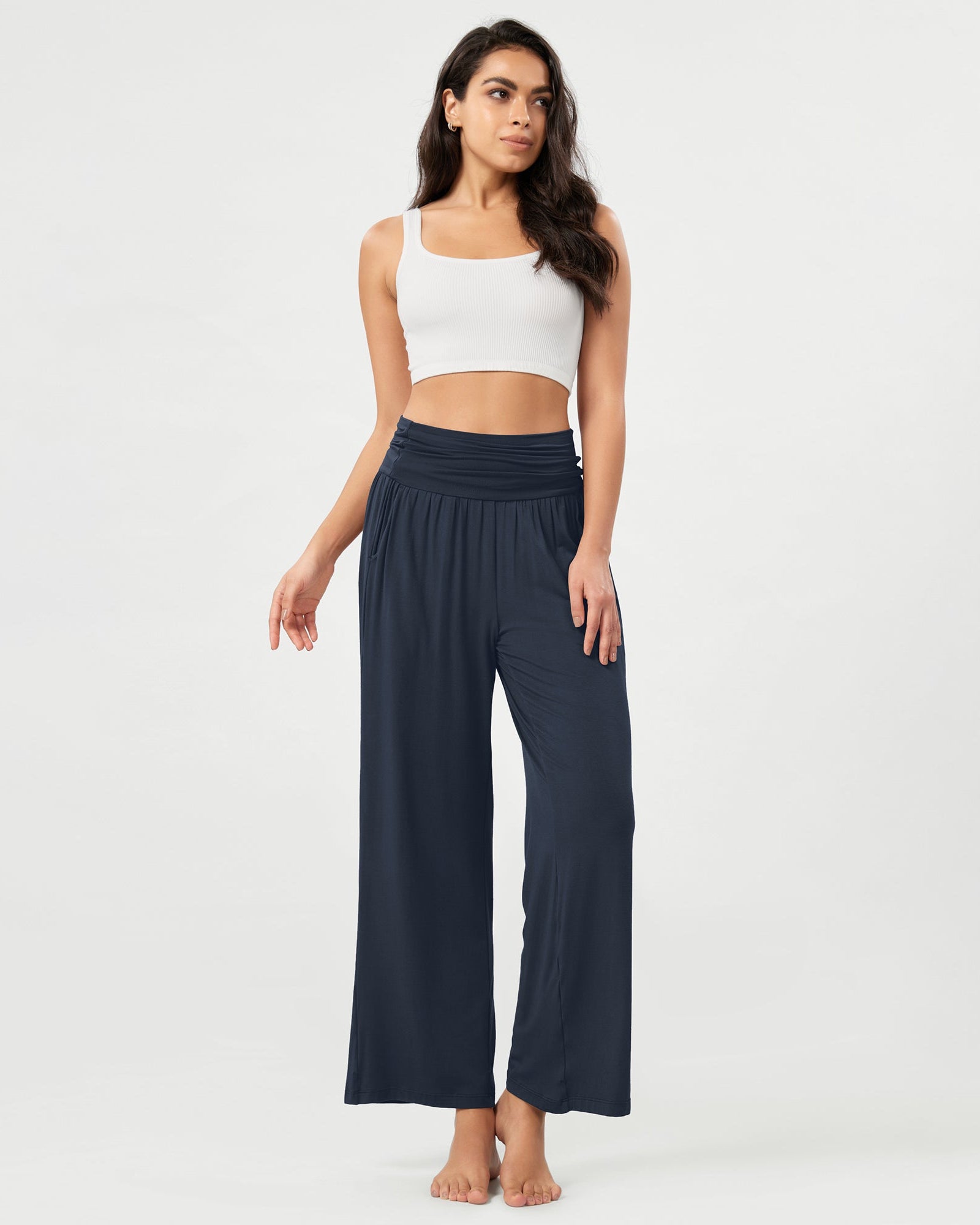 26 Wide Leg Palazzo Loose Comfy Lounge Pants with Pockets - ododos